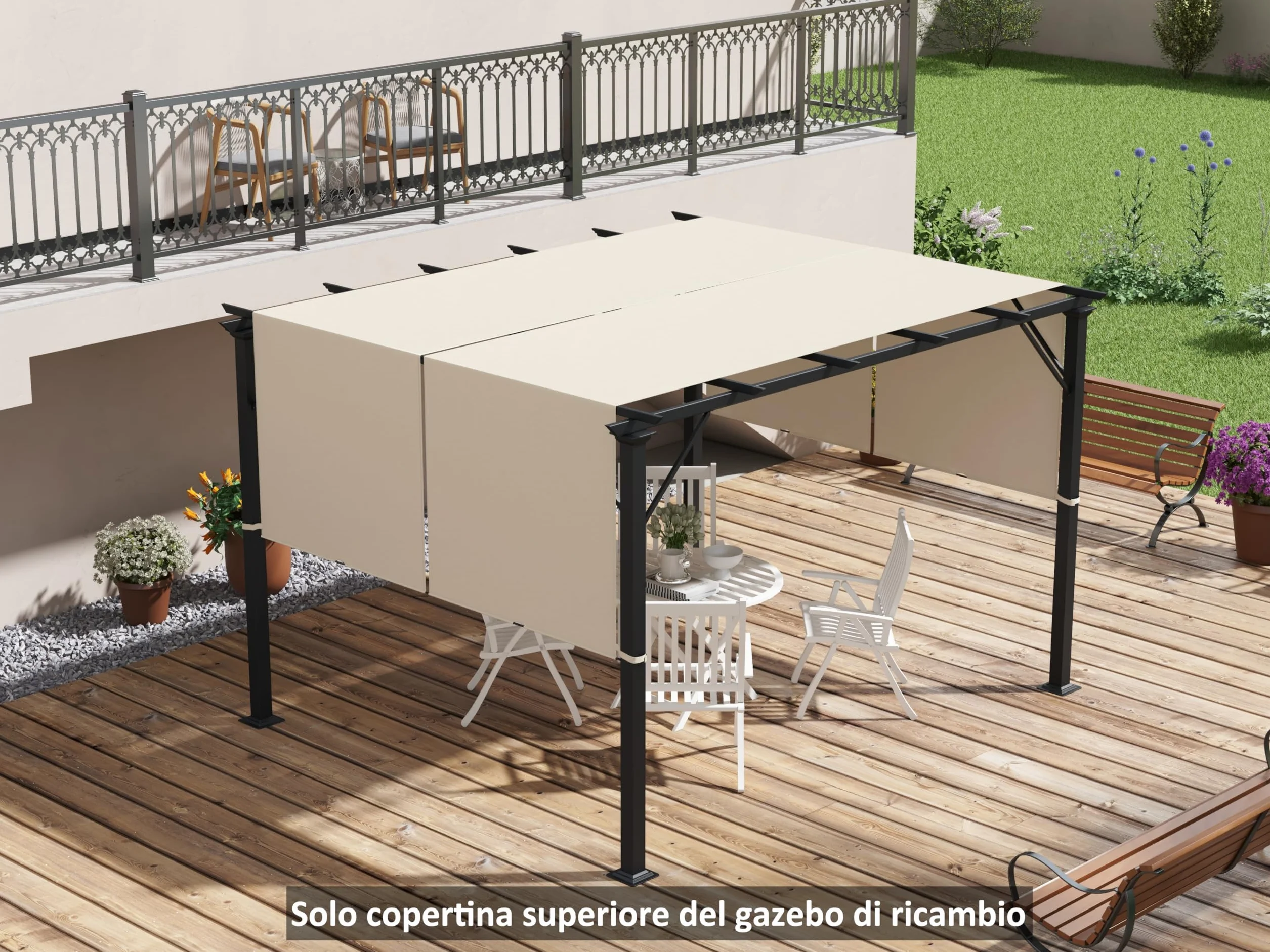 Outsunny Ersatzdach für Pergola 488 x 122 cm UV-Schutz Sonnensegel Terrassenüberdachung
