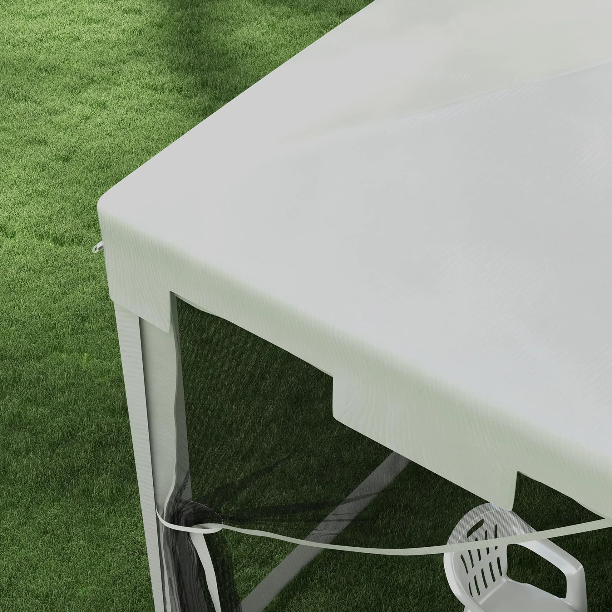 Outsunny Gazebo 4x3 m con Zanzariera e 2 Ingressi, Gazebo da Giardino in Metallo e PE, Bianco e Nero