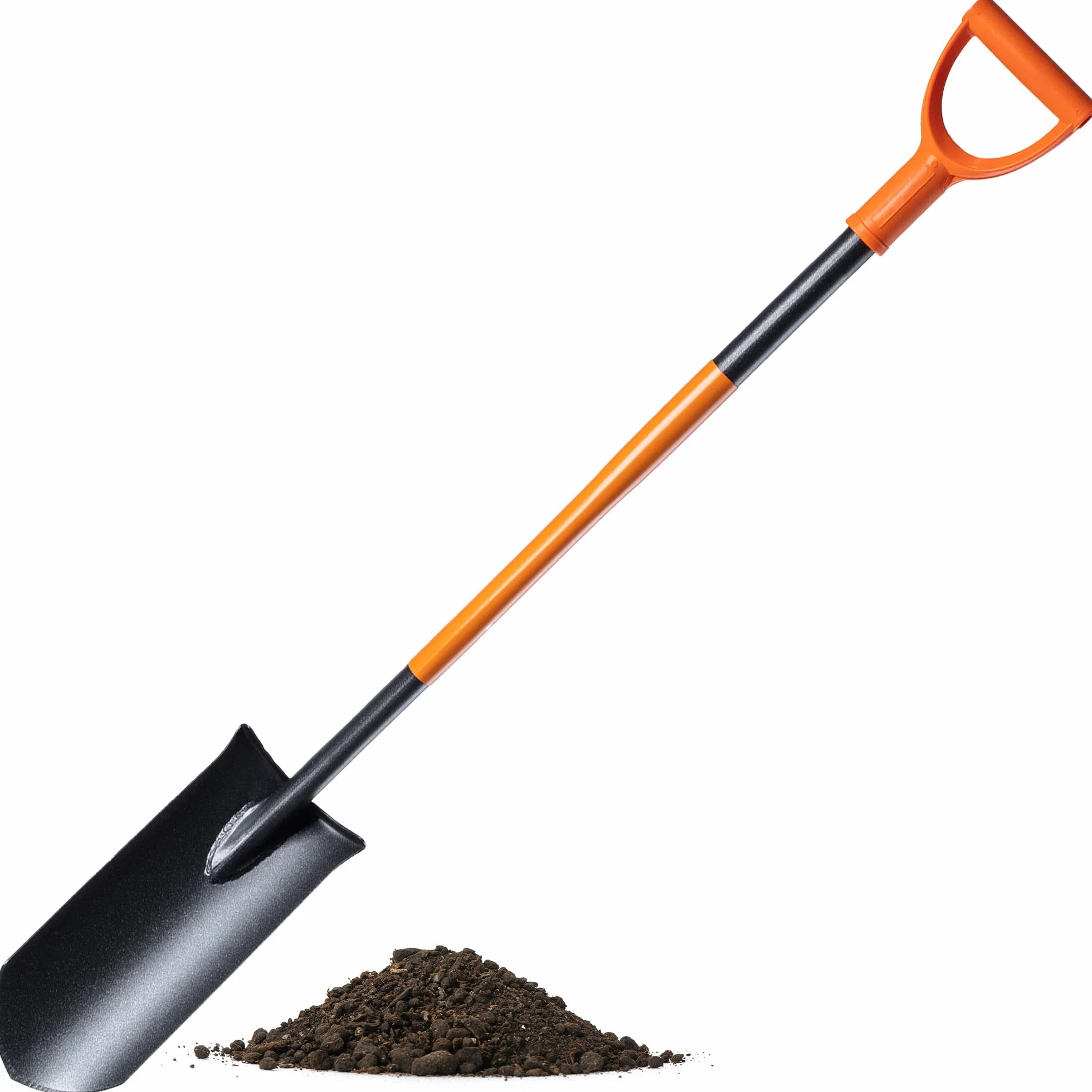 Spaziali di drenaggio Kadax, sponsor di drenaggio con mantello D, pala in acciaio, pala di pizzo con stelo, vanga da giardino ai fori, paletta di drenaggio, vanga (121 cm, nero/arancione)