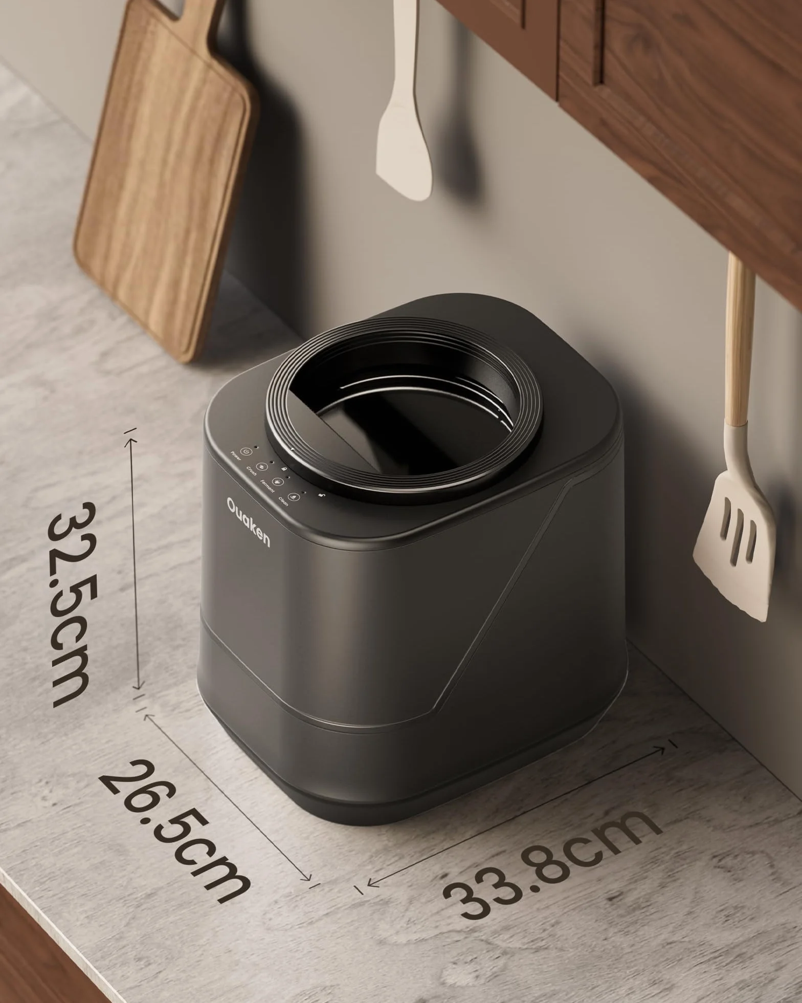Composter Elettrico da Cucina 4L, Intelligente, Silenzioso, Autopulente, Trasforma Rifiuti in Fertilizzante, Nero