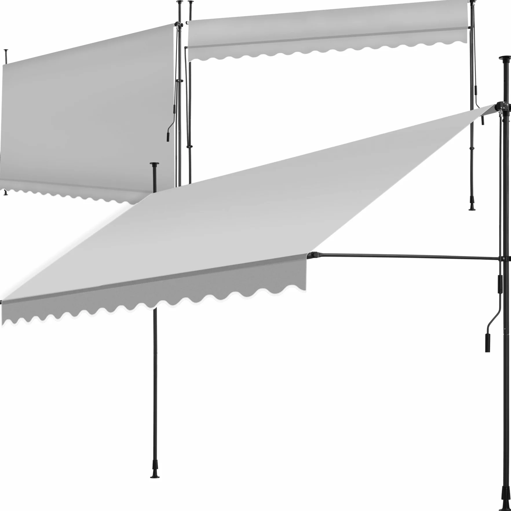 Tectake Tenda da Sole a Morsetto Regolabile 350x180cm Grigio Chiaro Impermeabile UV