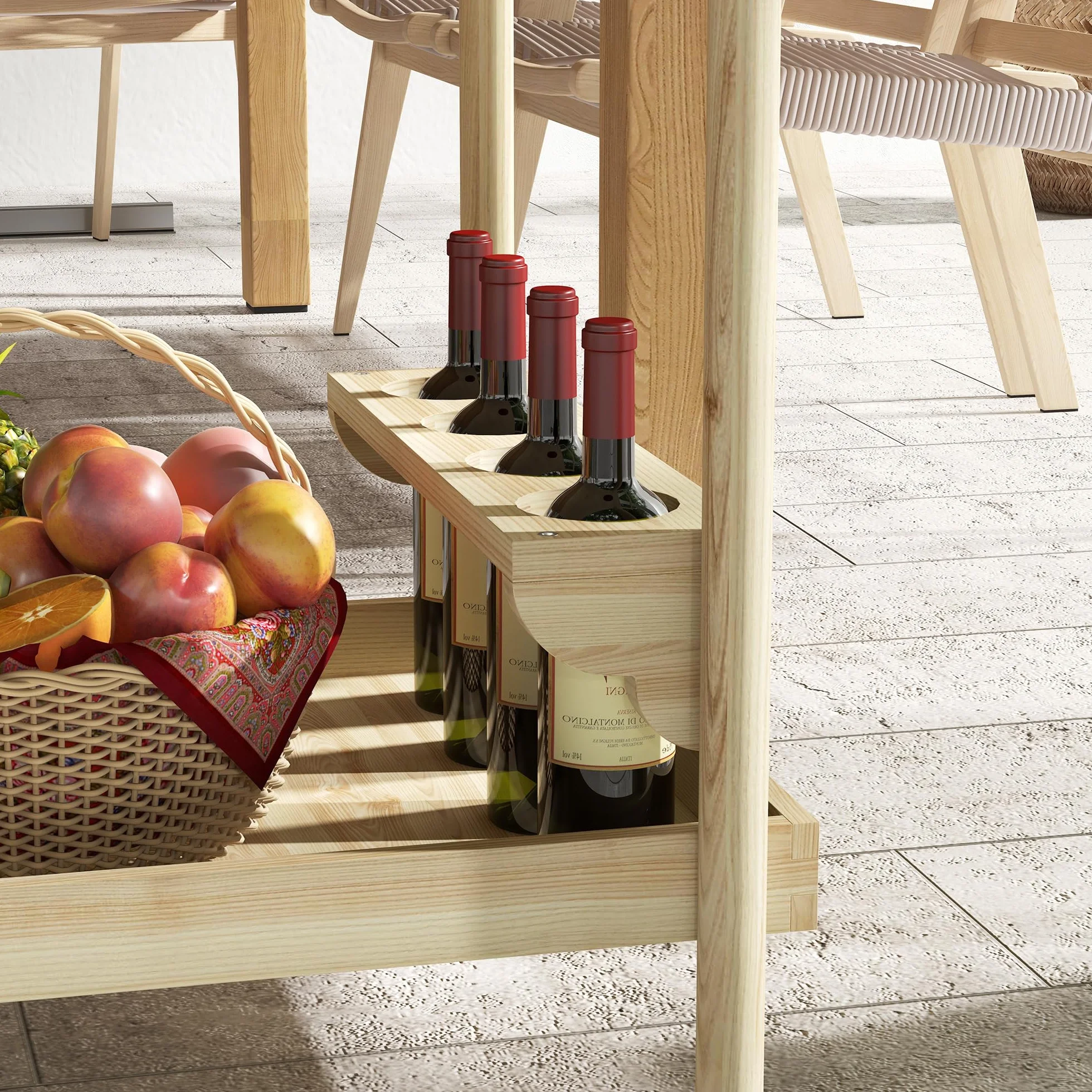 Outsunny Carrello da Giardino in Legno di Abete a 2 Ripiani, 78x58.5x75 cm