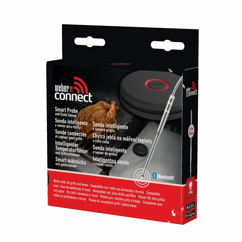 Weber Smart Thermometer con sonda per griglia e Carne/Misura Temperatura della griglia e al Cuore per Una Cottura Perfetta – Nero (3400590)