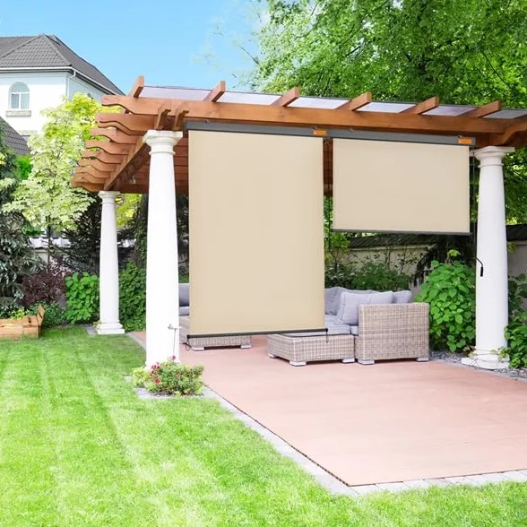 Yaheetech Tenda da Sole Verticale a Rullo Avvolgibile con Manovella Protezione Solare Impermeabile 160 x 250 cm Beige