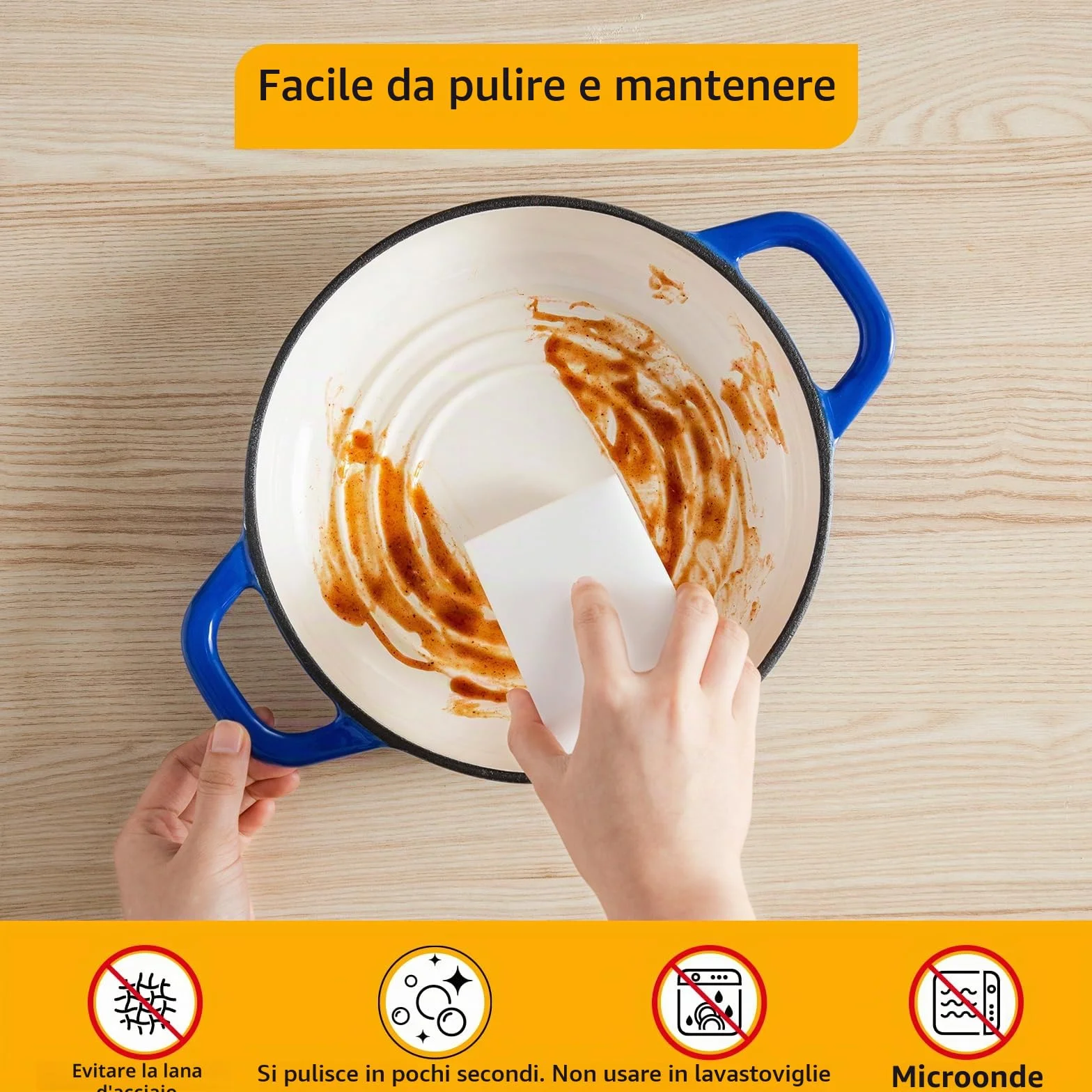 Velaze Pentola in Ghisa Smaltata 4.8L - Forno Olandese per Pane Rotondo Ø24cm con Coperchio Antiaderente, per Induzione (Blu)