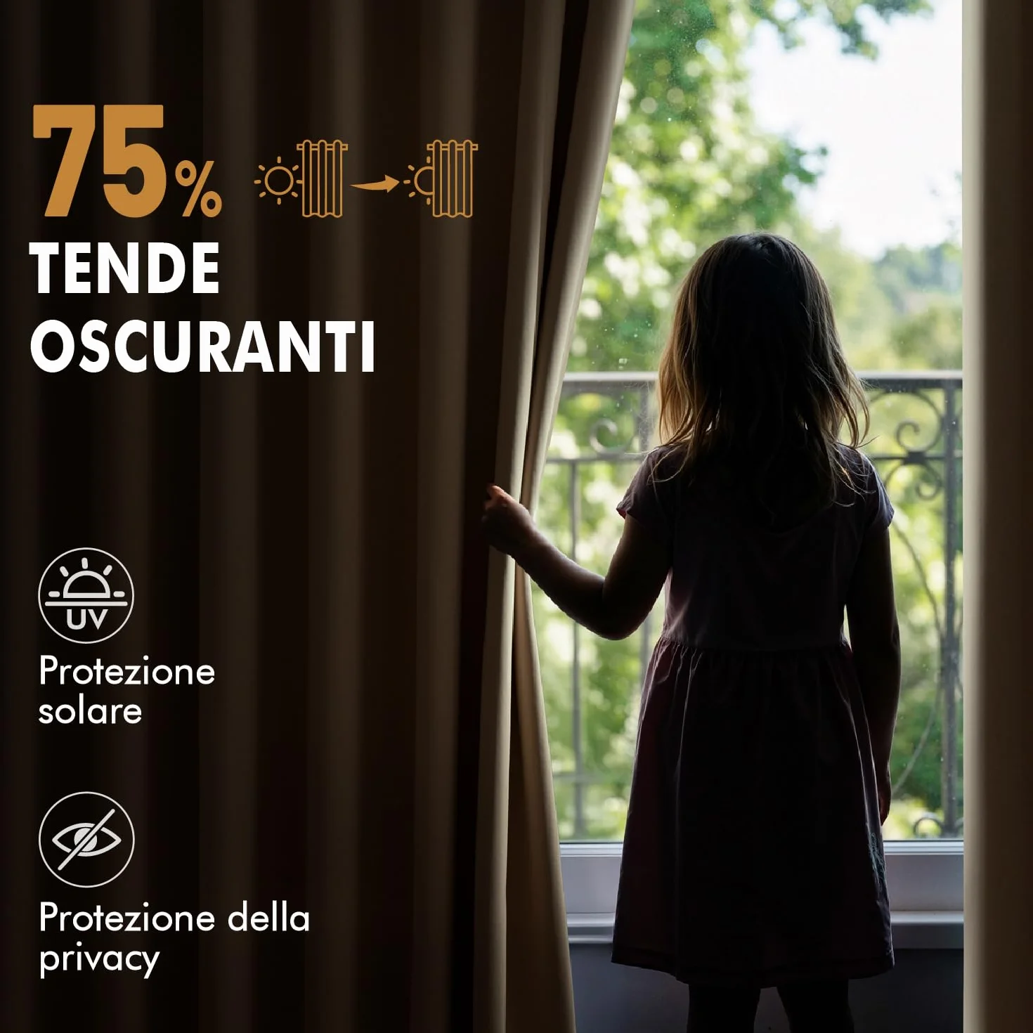 MIULEE Tende da Sole Esterne con Anelli, 2 Pezzi Impermeabili per Balcone, Gazebo, Veranda, Termiche, 132x245cm Beige 132x215cm