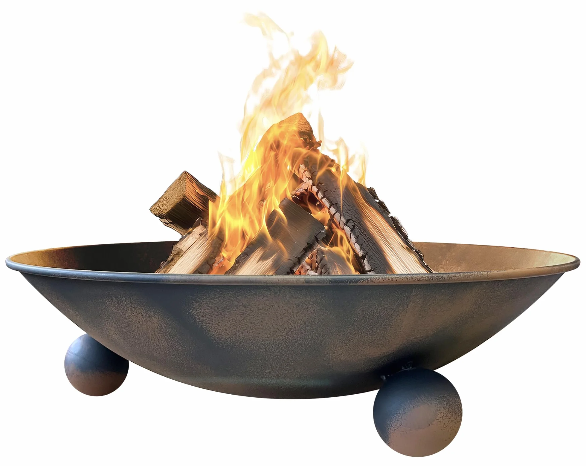 IlGruppone Braciere da Giardino Ø57 Cm Cesto da Fuoco Design Moderno Colore Ruggine con Fori Drenaggio