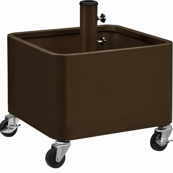 Yaheetech Base per Ombrellone con Ruote 2 Freni Riempibile e Piantabile con Sabbia o Pietre 150 kg per Pali da Ø38mm e Ø48mm con 13 Fori di Scarico Cortile Terrazza Giardino Esterno Marrone