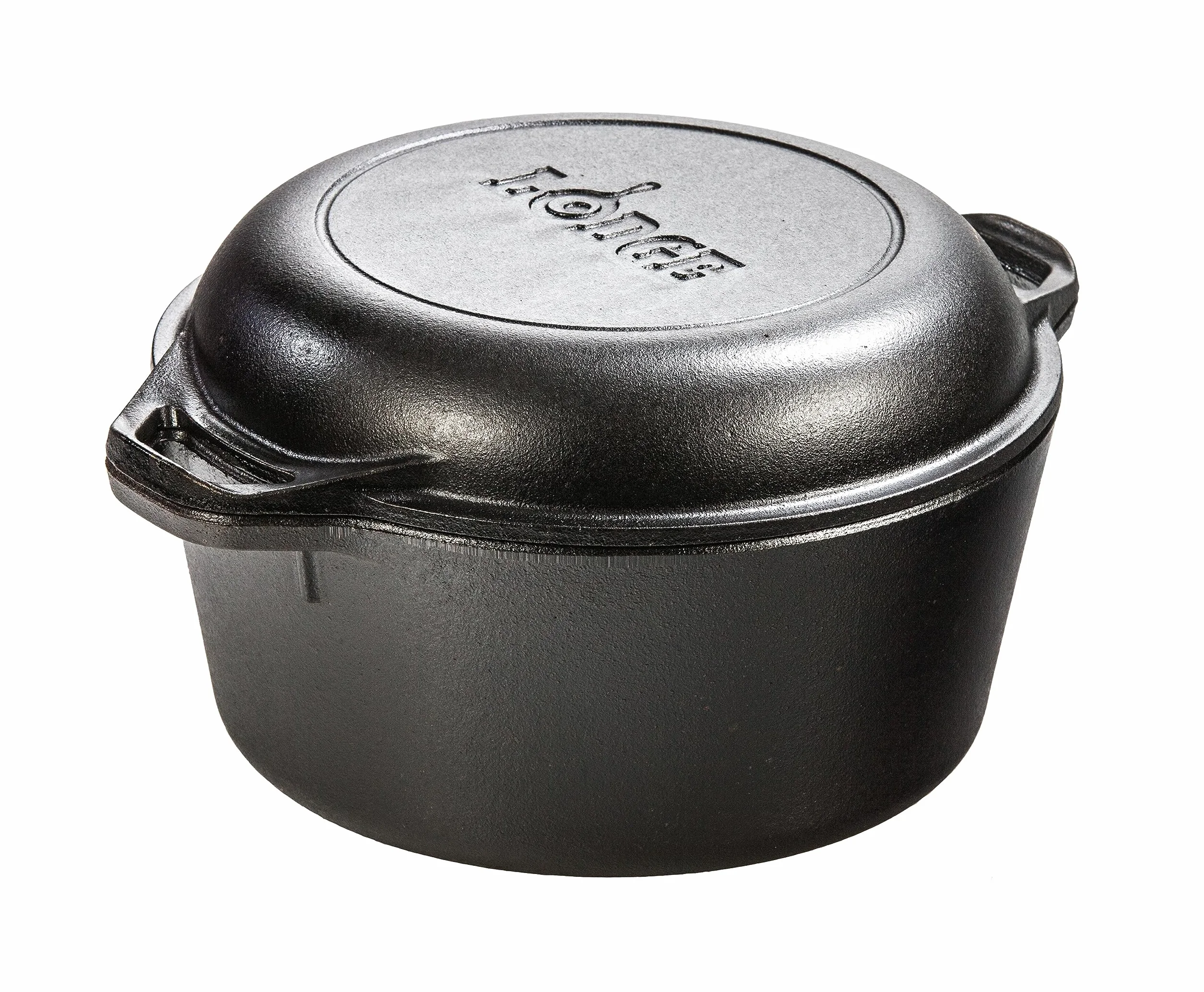 Lodge L8DD3 Forno olandese (dutch oven), doppio, con manici, da 4,73litri, Nero, 5 Quart