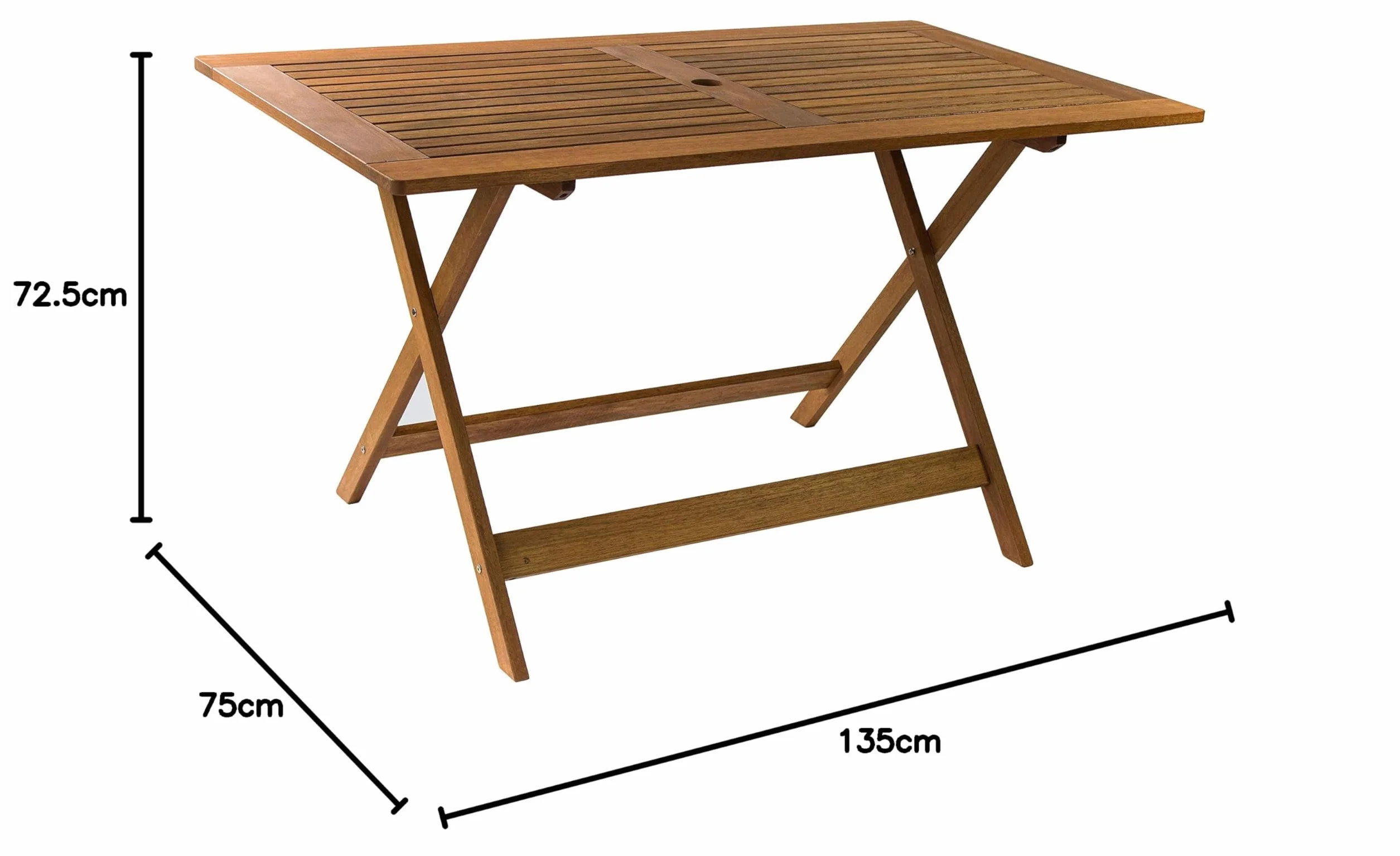 AVANTI TRENDSTORE Malvi Tavolo da giardino legno massiccio LAP 135x72,5x75 cm