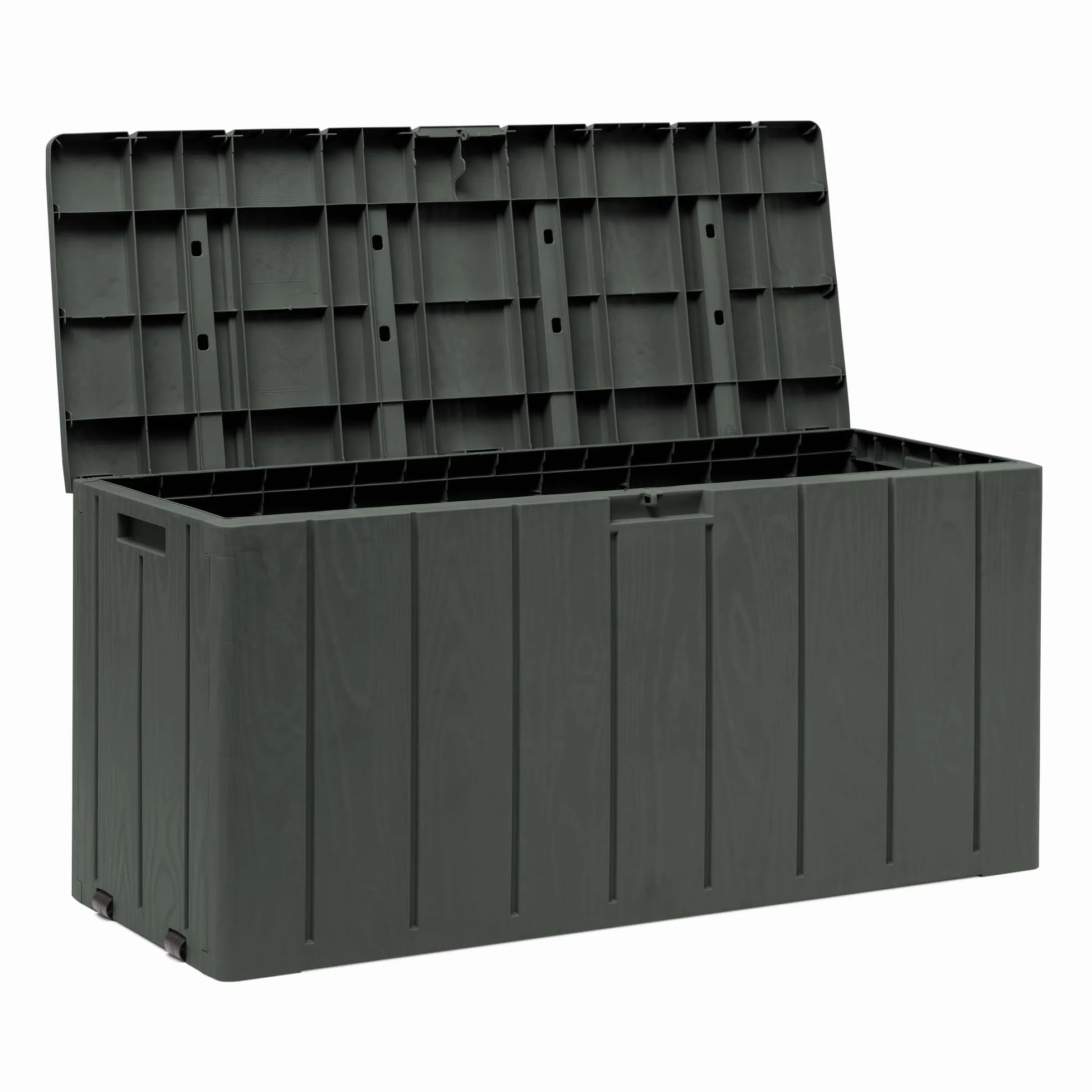 Toomax Baule Multibox Bravo 270L 117,5x45x56h cm plastica resistente verde foresta effetto legno