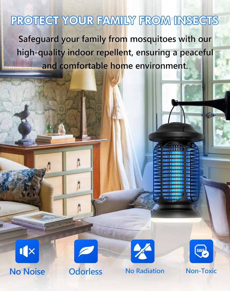 Lampada Antizanzare 20W, 4000V Trappola Elettrica per Zanzare IPX4 Resistente all'Acqua, Lampada Antizanzare Molto Efficace per Interni/Esterni, Griglia Raffinata e Illuminazione LED Integrata