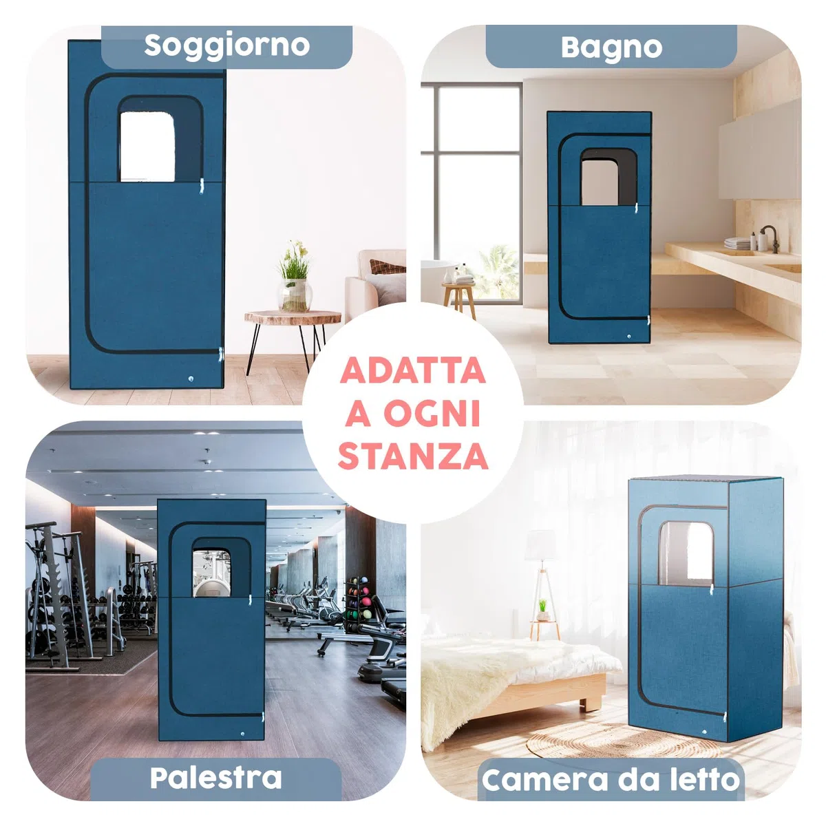 Adamson Sauna Portatile a Vapore 1000W 2.6L Vasca Sauna da Casa Sedia Telecomando Massaggiatore Pedale Tappettino Antiscivolo Blu