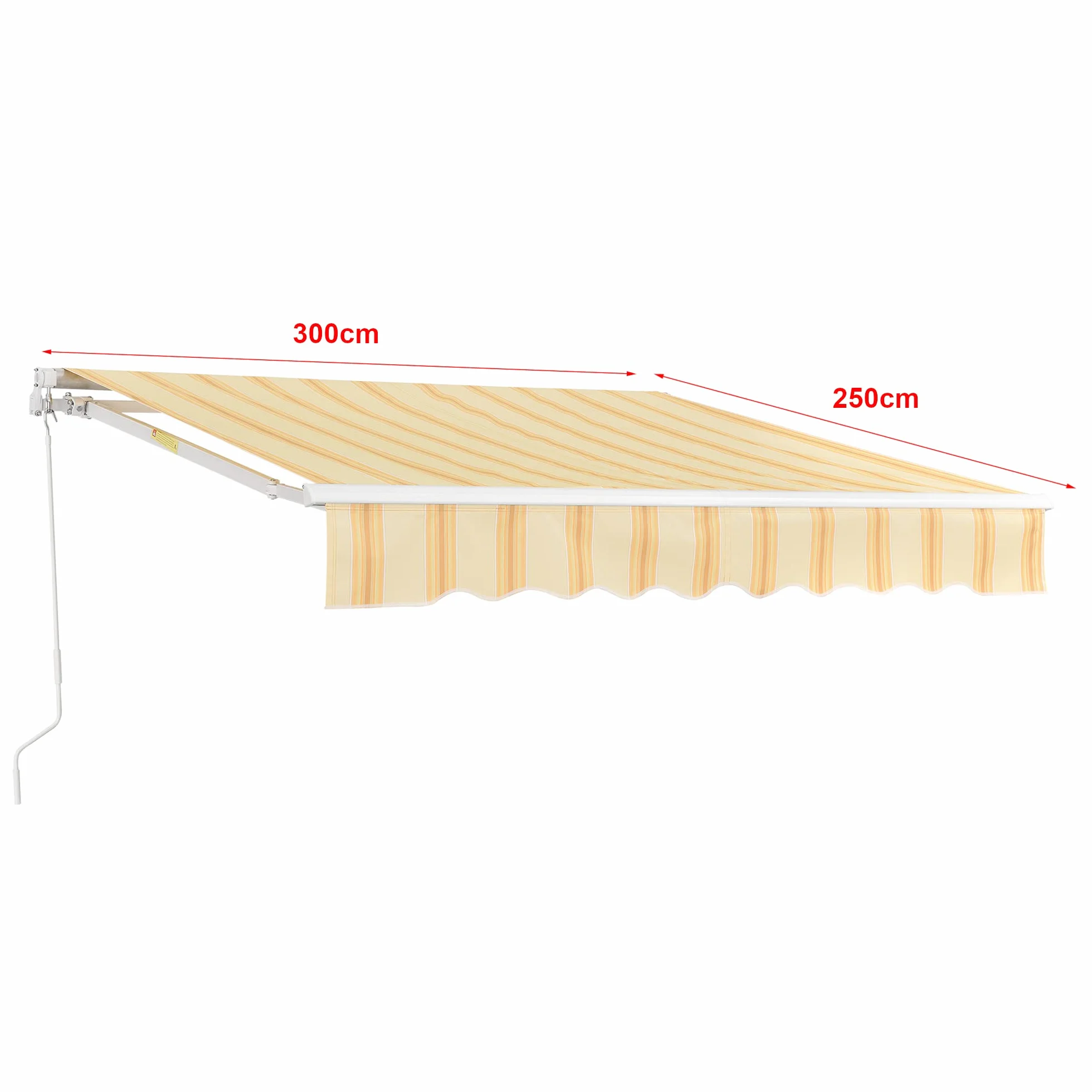 Tenda da Sole a Muro con Bracci Estensibili 300x250 cm Protezione UV Balconi Terrazze Giallo/Bianco