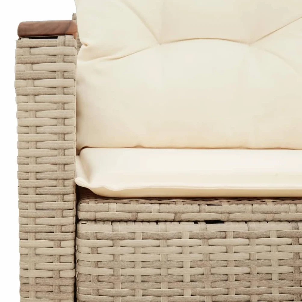 IKAYAA Divanetto da Esterno 2 Posti con Contenitore Divano da Giardino in Polyrattan Salotto da Giardino in Polyrattan Set da arredo per Esterno con Cuscini-Beige e Bianco-2 pz