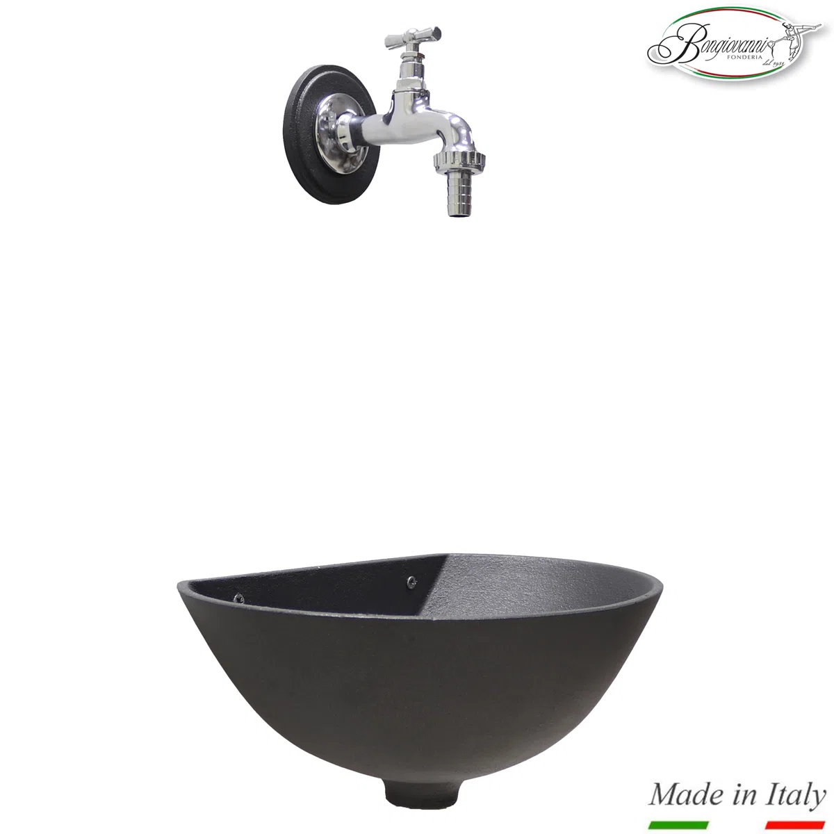 Fonderia Bongiovanni Fontanella da giardino esterno Modello 600 195C con Rubinetto in Ottone Cromato