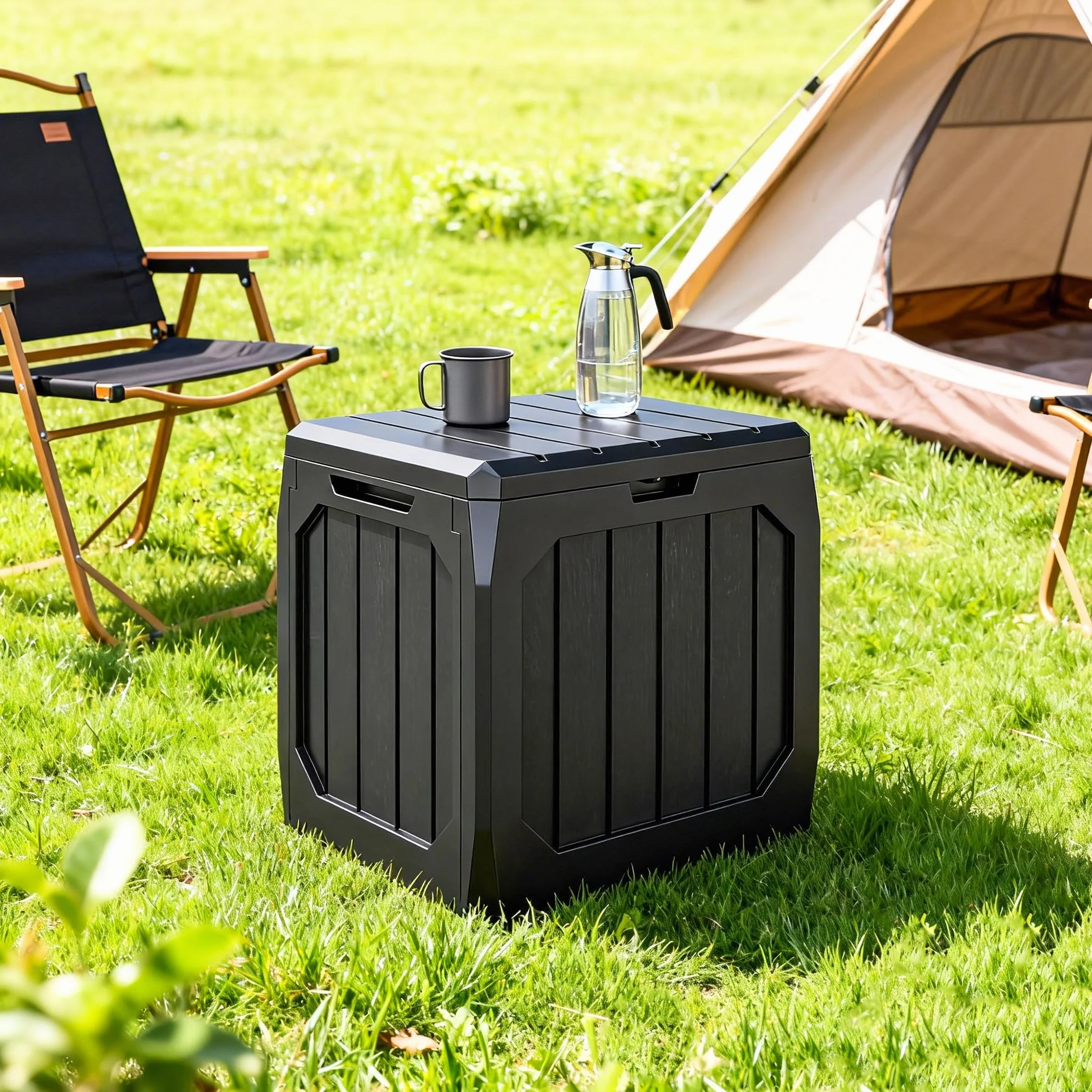 Outsunny Baule da Giardino 121L Plastica Impermeabile Bloccabile 56x45x53 cm Nero