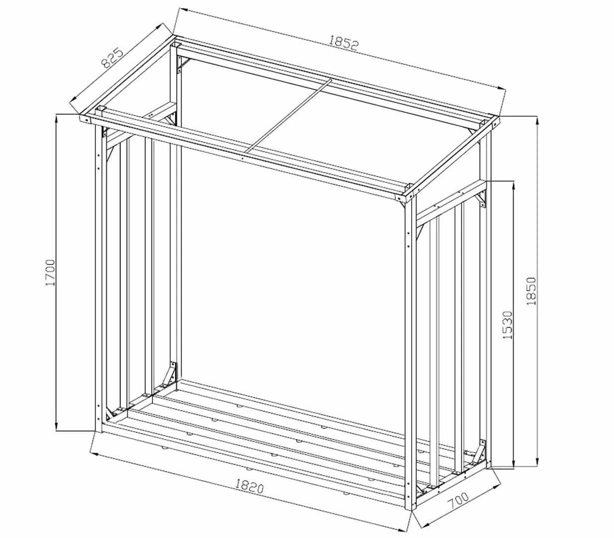 Scaffalatura in Metallo per Legna da Ardere 185x70x185 cm 2,3 m3 Antracie