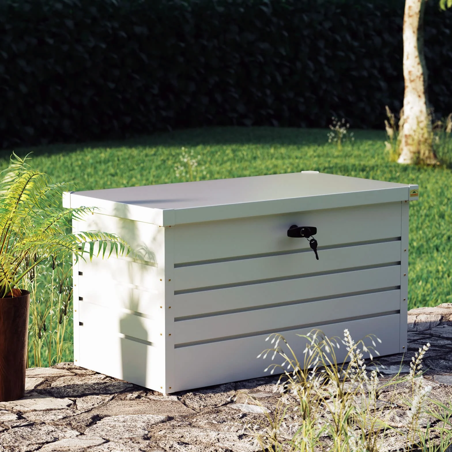 Gardebruk® Baule da Esterno con Coperchio 2 Chiavi 385L Cassapanca Contenitore Box Porta Attrezzi Bauli Giardino Contenitori Cuscini Box Utensili