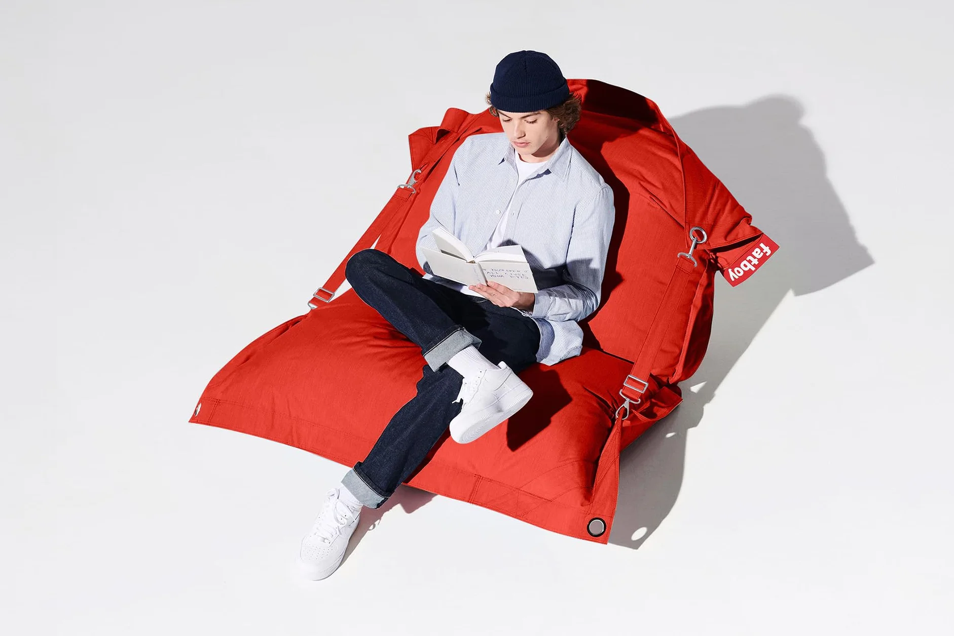 Fatboy Buggle up Outdoor Poltrona a Sacco Per due persone -Pouf classico per esterni - 180 x 140 cm - fabric idrorepellente - rosso