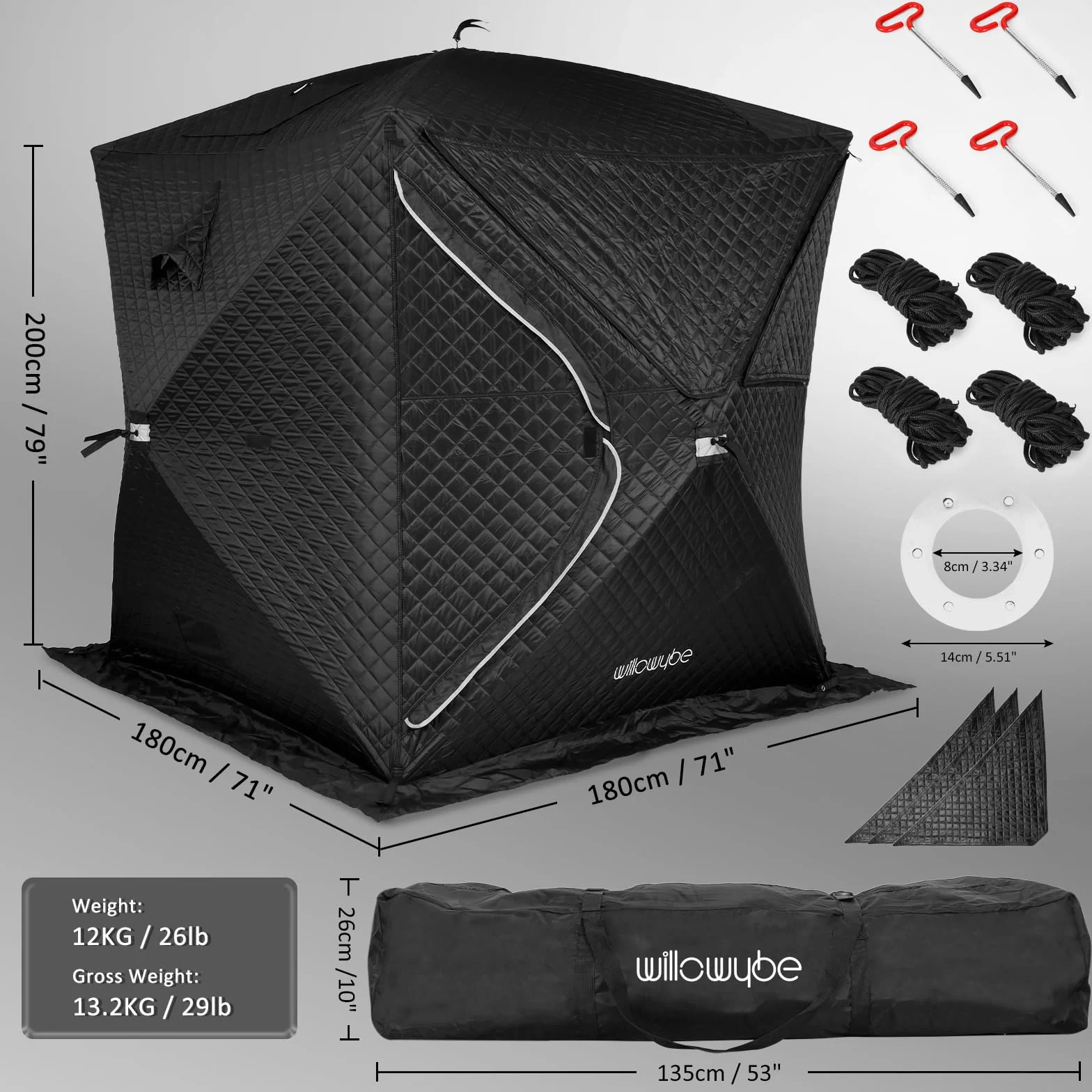 WILLOWYBE Outdoor Sauna Tent PRO - Tenda Sauna per 4 Persone, Isolata, Tutti i Climi