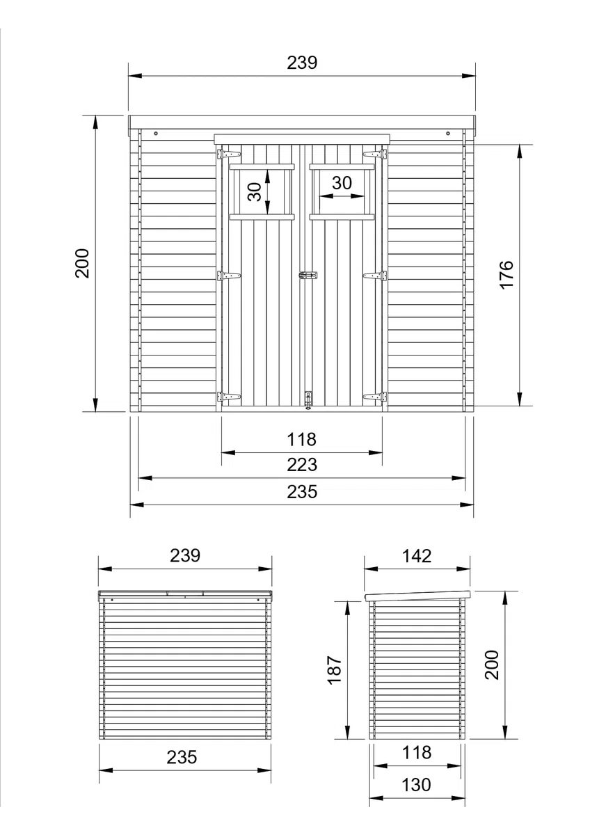 TIMBELA M310 Casetta da Giardino in Legno per Esterni 239x144xA200 cm/2.6m2 - Capanno da Giardino - Piccola Casetta in Legno, Rimessa Attrezzi, Deposito Bici