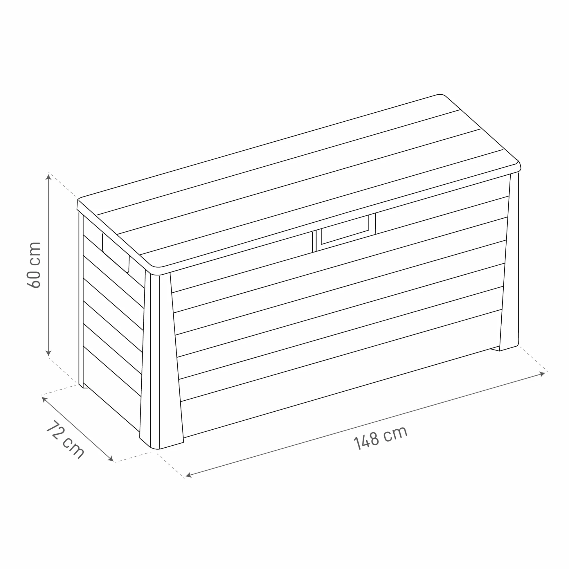 Toomax Florida baule da 550L multiuso con seduta 148x72x60h finitura effetto legno grigio tortora porta attrezzi resistente UV