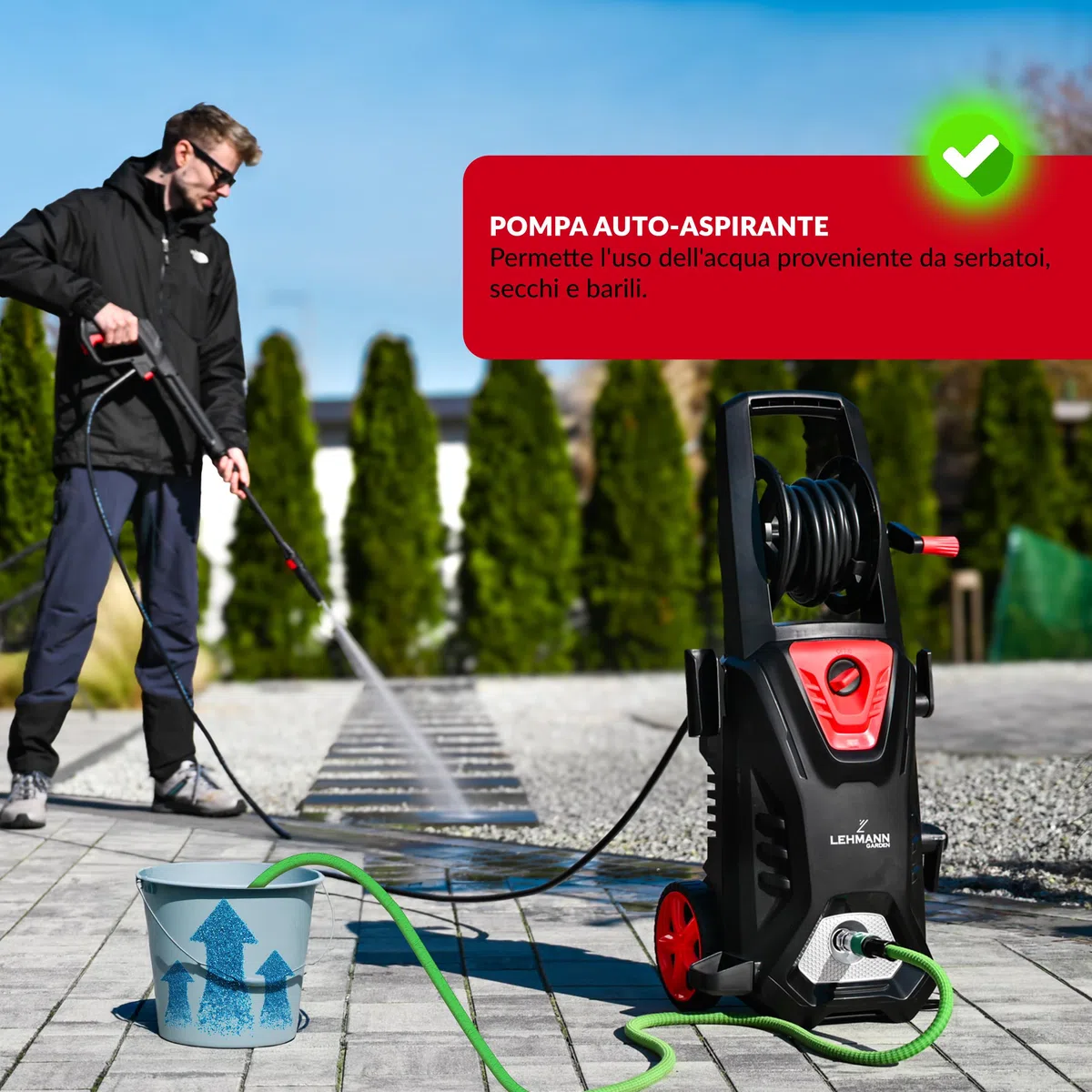 LEHMANN Missouri Idropulitrice ad Alta Pressione 2200 W 240 bar 480 l/h 10 m Lancia Schiuma Ugello Regolabile Turbo