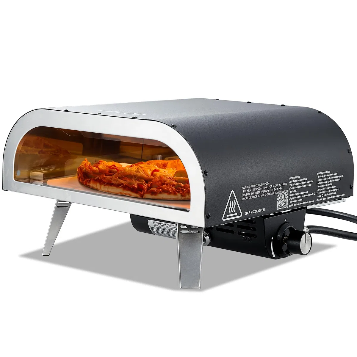 VEVOR Forno per pizza all'aperto a gas 30,5 cm portatile con pietra in cordierite e copertura impermeabile