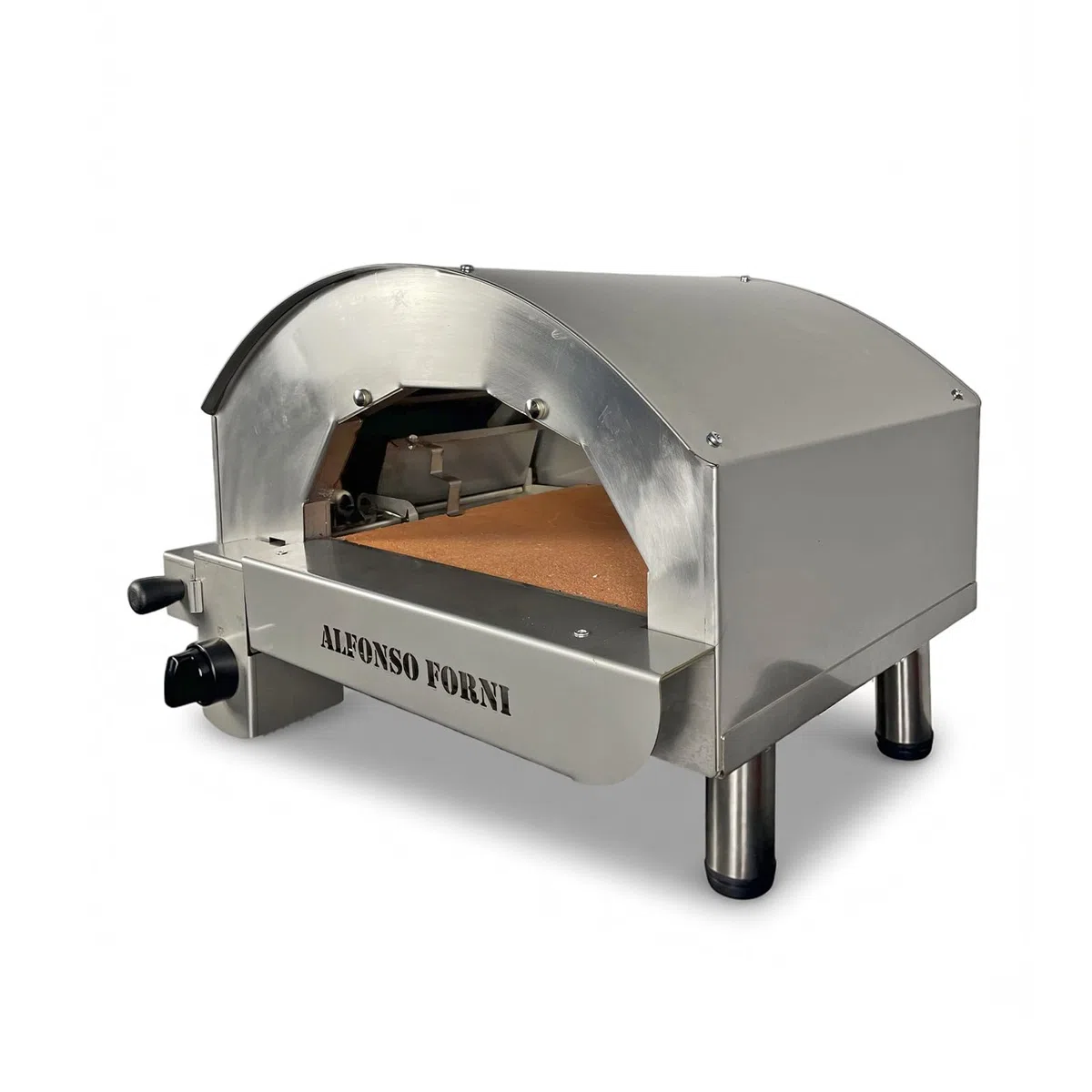 Forno pizza ibrido gas/legna Alfonsino acciaio inox AISI 304 piano biscotto 40x40 cm 500°C