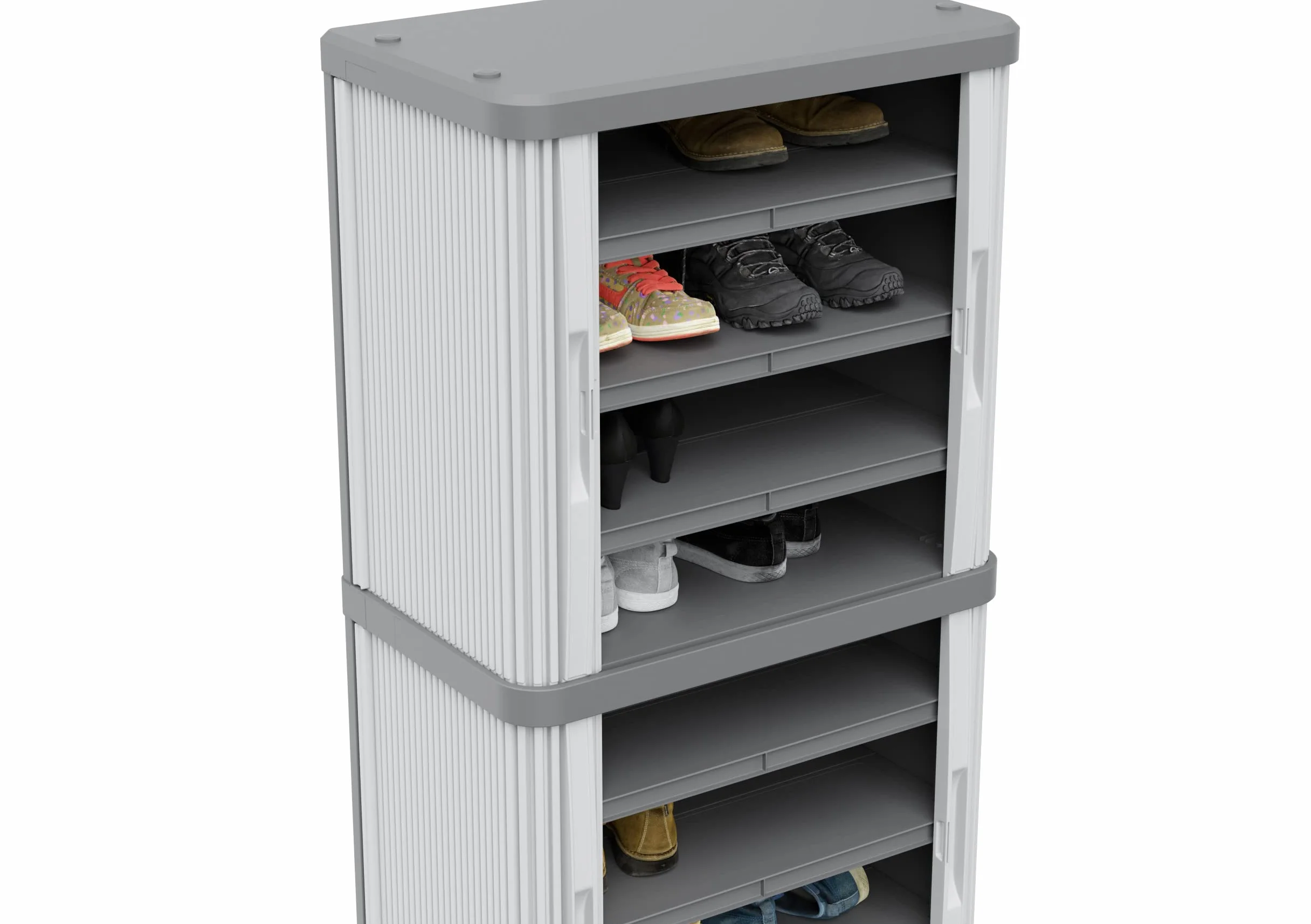 Terry - Rolling Space Cab 2, Armadio a 2 Vani con Due Antine Scorrevoli, 2 Ripiani Interni Modulabili, da Interno e Esterno, in Plastica, 59x36x115 cm