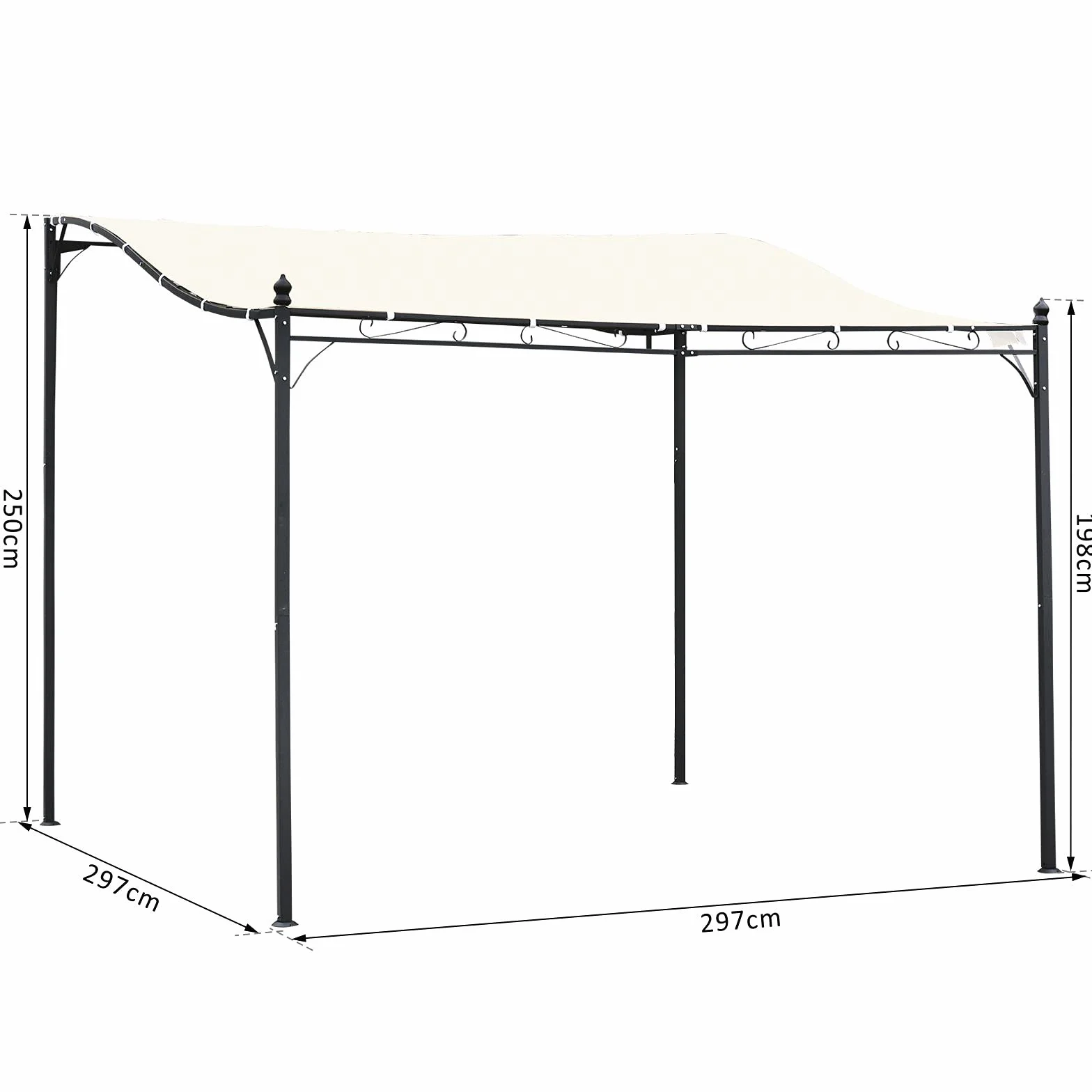 Outsunny Gazebo Pergola 3x3m Esterno Tenda Impermeabile Crema