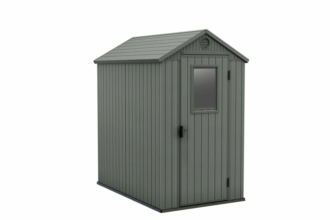 Keter Darwin 4x6 Casetta da Giardino 2 m² Verde Salvia Effetto Legno