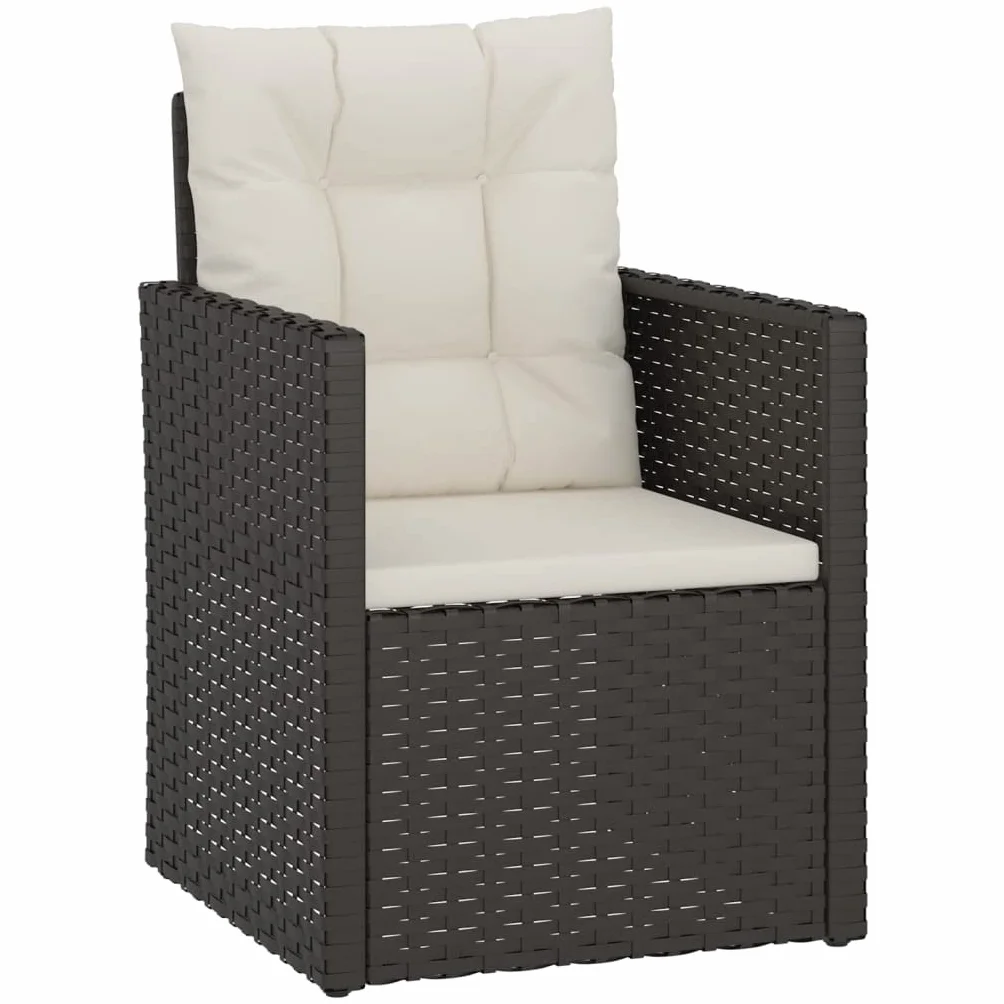 vidaXL Poltrona da Giardino con Cuscini Nera in Polyrattan