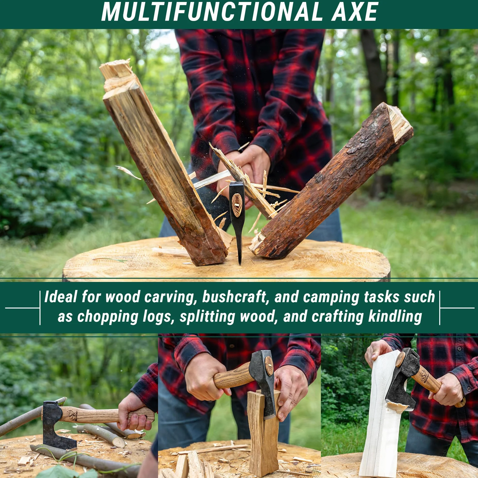 BeaverCraft AX6 Accetta da Bushcraft e Intaglio Legno Forgiata – Ascia da Campeggio