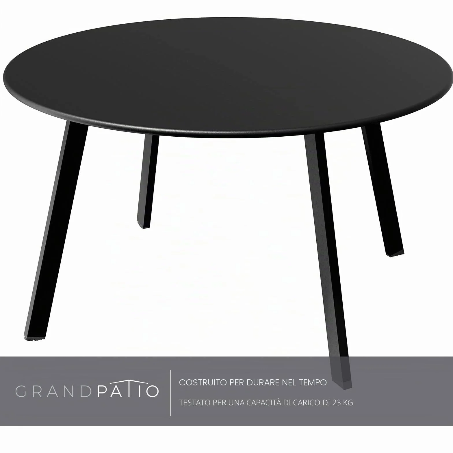 Tavolino rotondo da esterni Grand patio 70x70 cm nero leggero