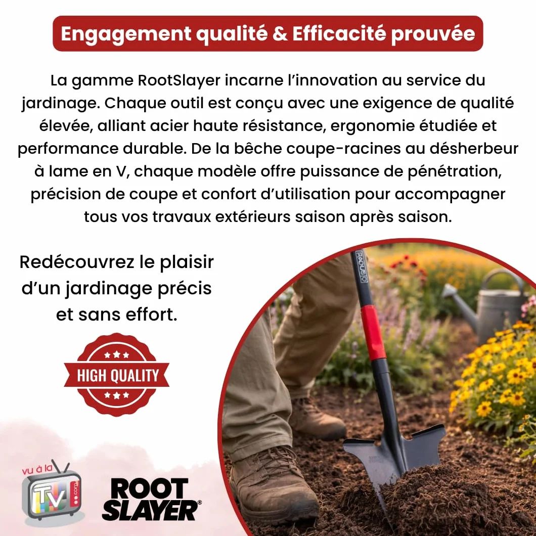 Rootslayer – Venteo – Vanga professionale multifunzione 6 in 1 RootSlayer – Manico 360 – Adulto – Nero – Lama affilata – Denti dentati