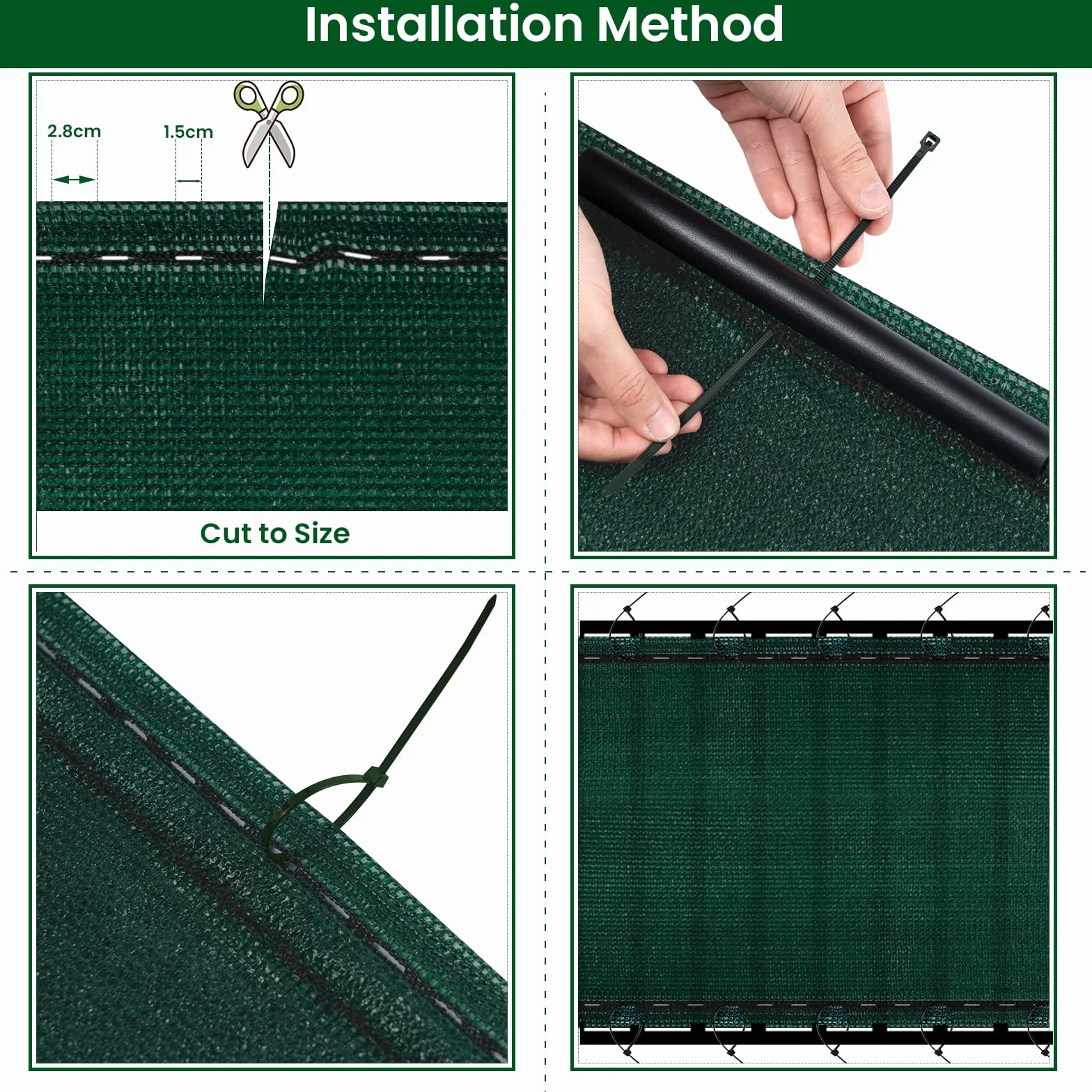 WOLTU Rete Ombreggiante 1,2x25 m, Frangivista per Recinzione Giardino, Telo Frangivento da Esterno, con Occhielli e Fascette, Resistente alle Intemperie, per Balcone, in HDPE 180g/m², Verde
