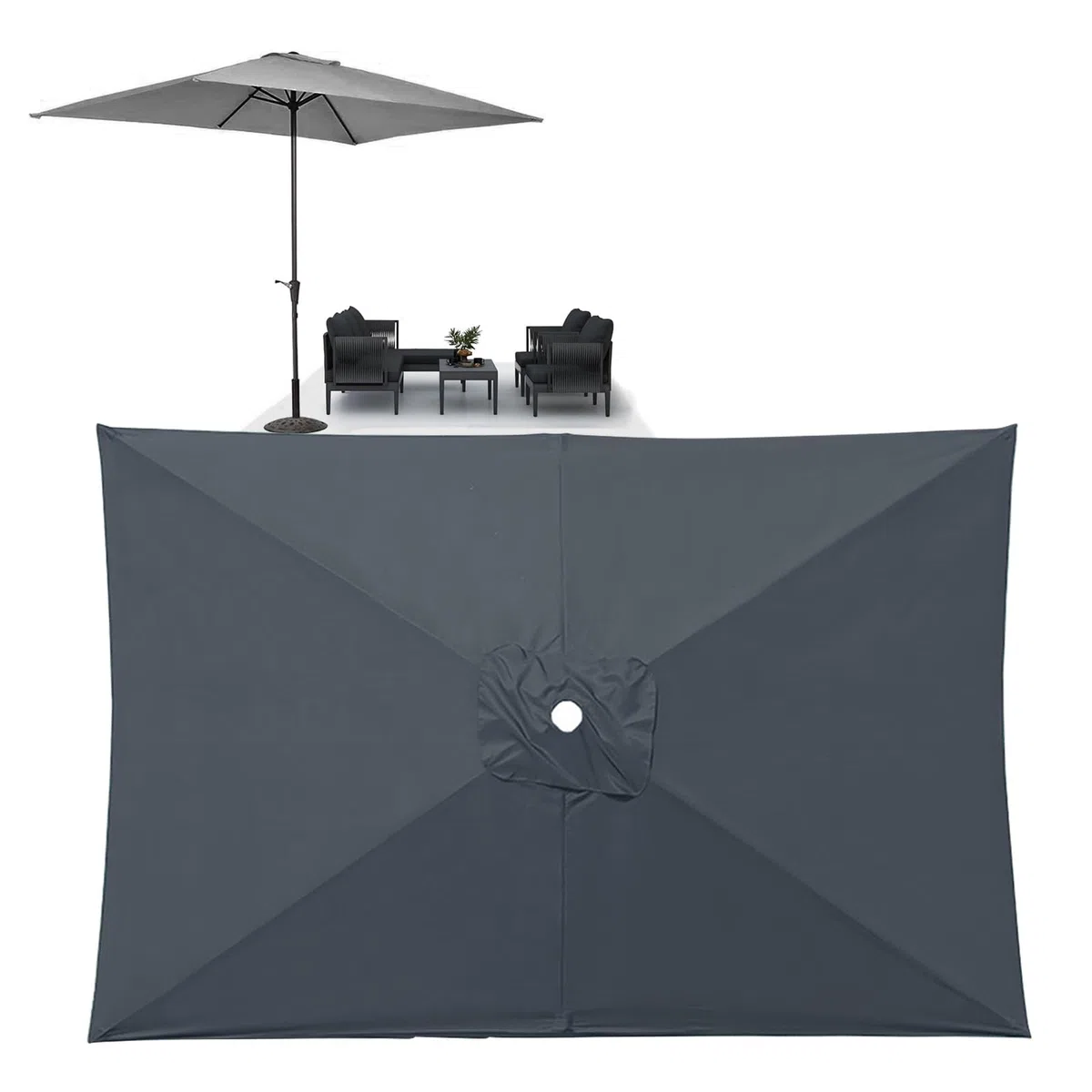 Copertura Di Ricambio Per Ombrellone Da Giardino Esterno, Telo Di Ricambio Per 2x2m 3x2m 3x3m Ombrellone, 6 Stecche, Impermeabile, Baldacchino Di Ricambio Ombrellone Spiaggia Piscina(Grays,3x2m)