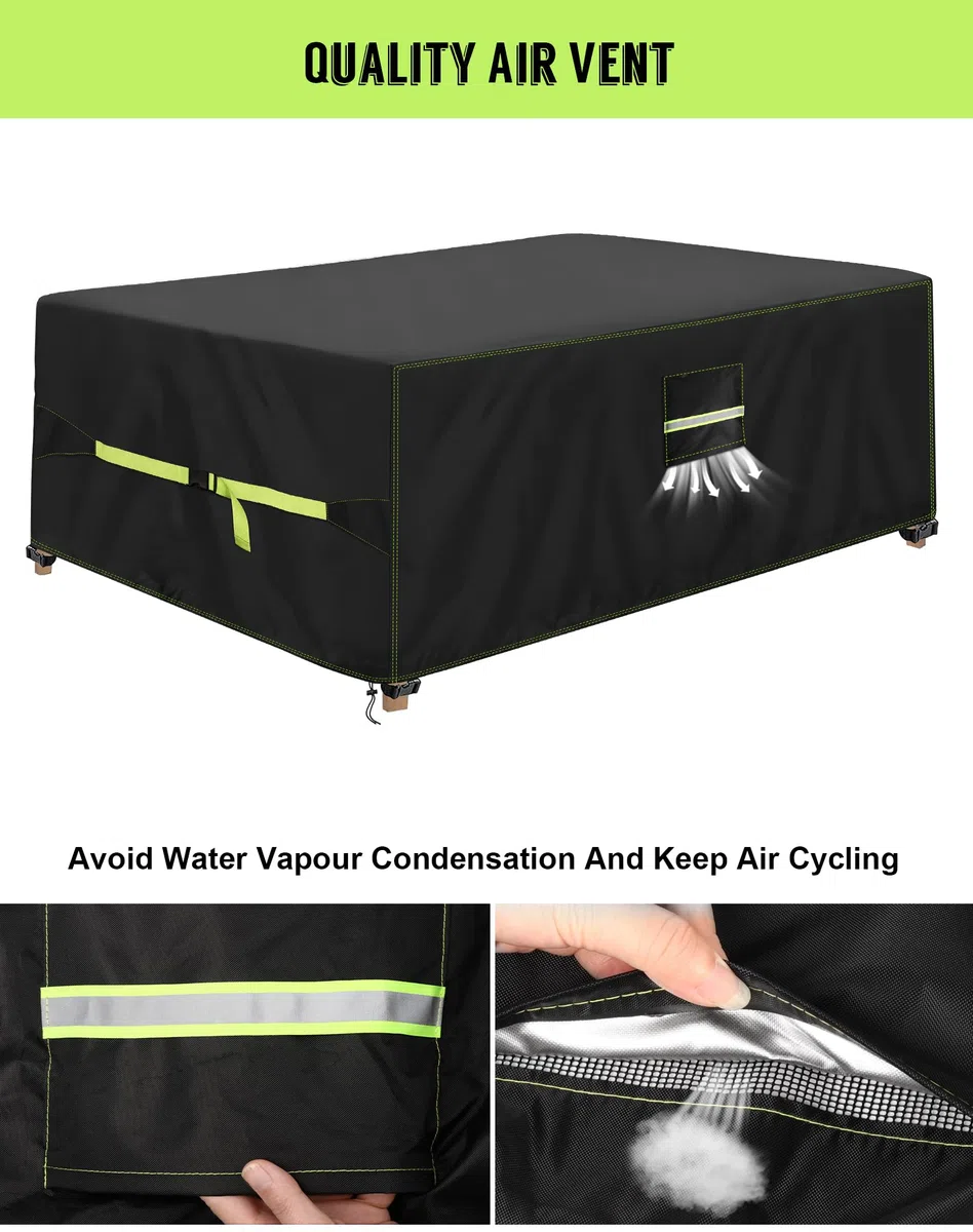 VDISRR Copertura Tavolo Esterno Impermeabile 220x110x70cm, 420D Resistente Tessuto Oxford Copertura Per Mobili da Giardino con Sfiato d'Aria Telo Esterno Antivento, Anti-UV, Antipolvere