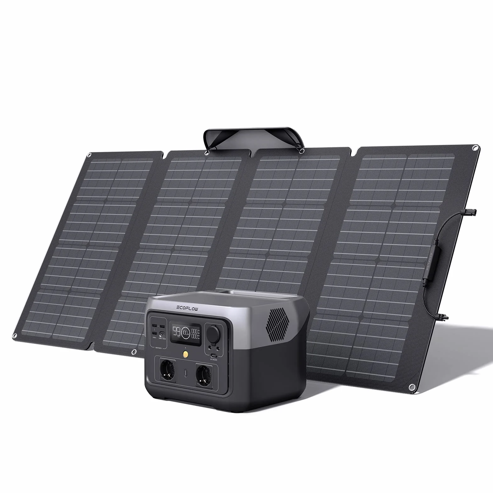 EcoFlow RIVER 2 Max Generatore solare da 512 Wh, centrale elettrica portatile LFP e pannello solare da 160 W