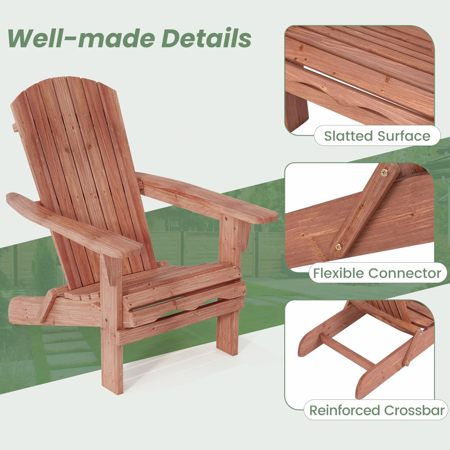 GIANTEX Set di 2/4 Sedie Adirondack Pieghevoli, Sedia da Esterno con Telaio in Legno di Abete, Schienale Alto e Braccioli Ergonomici, Sedia Adirondack per Patio Giardino Cortile Campeggio (1, Giallo)