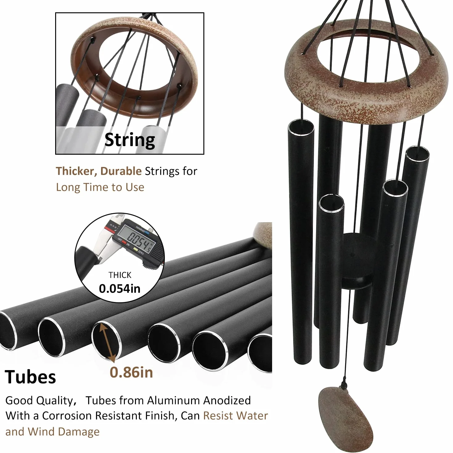 ASTARIN Wind Chimes for Outside Deep Tone,36 Inch Windchime Outdoors，Chimes for Outdoors,Sympathy Wind Chimes Memorial for Mom Dad，All Metal Wind Chime