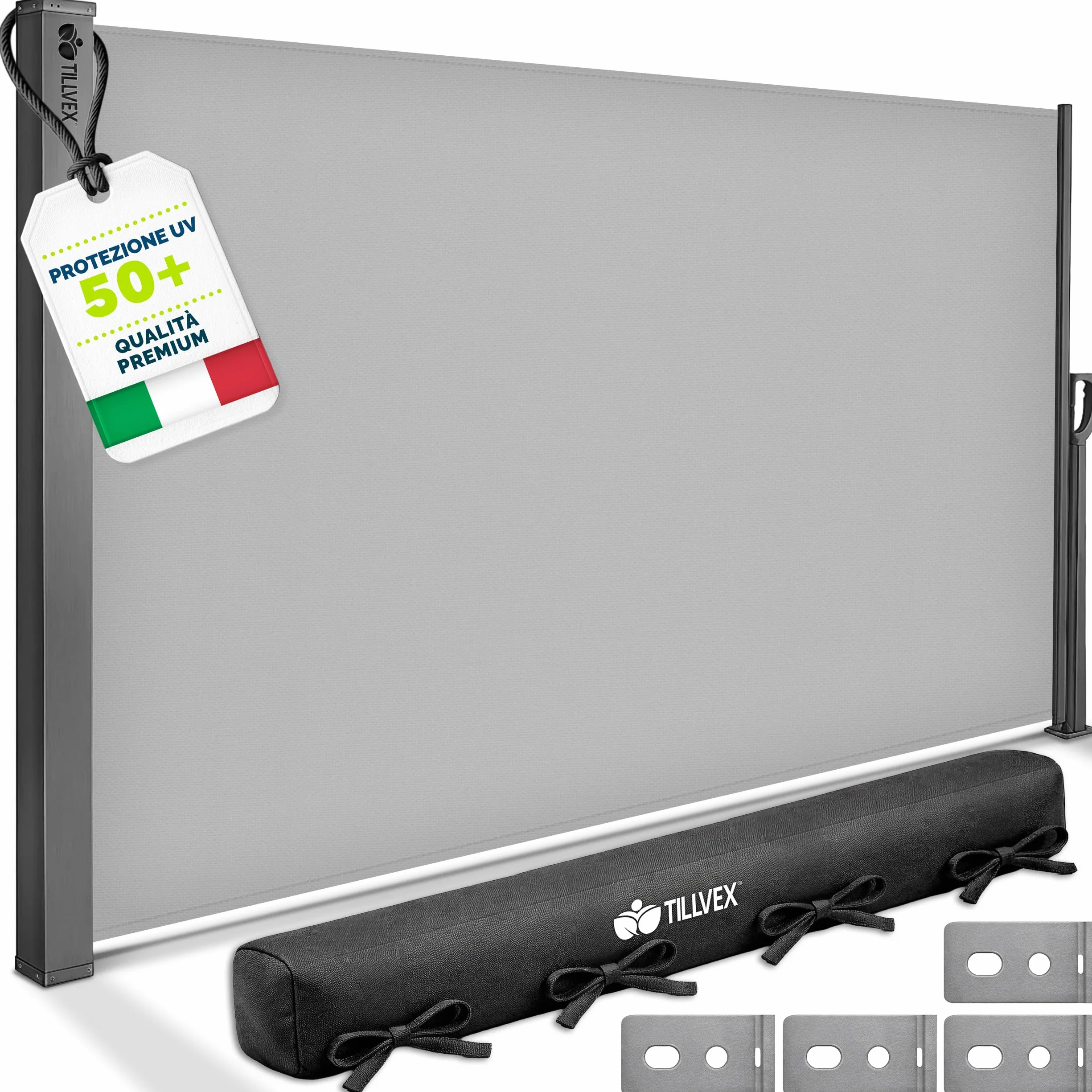 Tillvex Tenda Laterale Estensibile Oscurante 200x400 cm Acciaio Inox Antivento