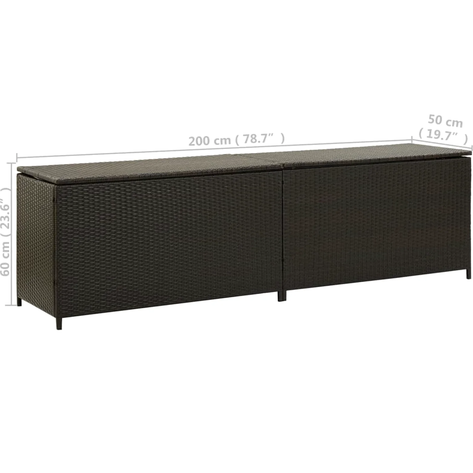 BaraSh Baule da Giardino in Polyrattan 200x50x60 cm Marrone,Baule da Giardino,Bauli e Contenitori da Giardino,Contenitore Giardino(SPU:46475)