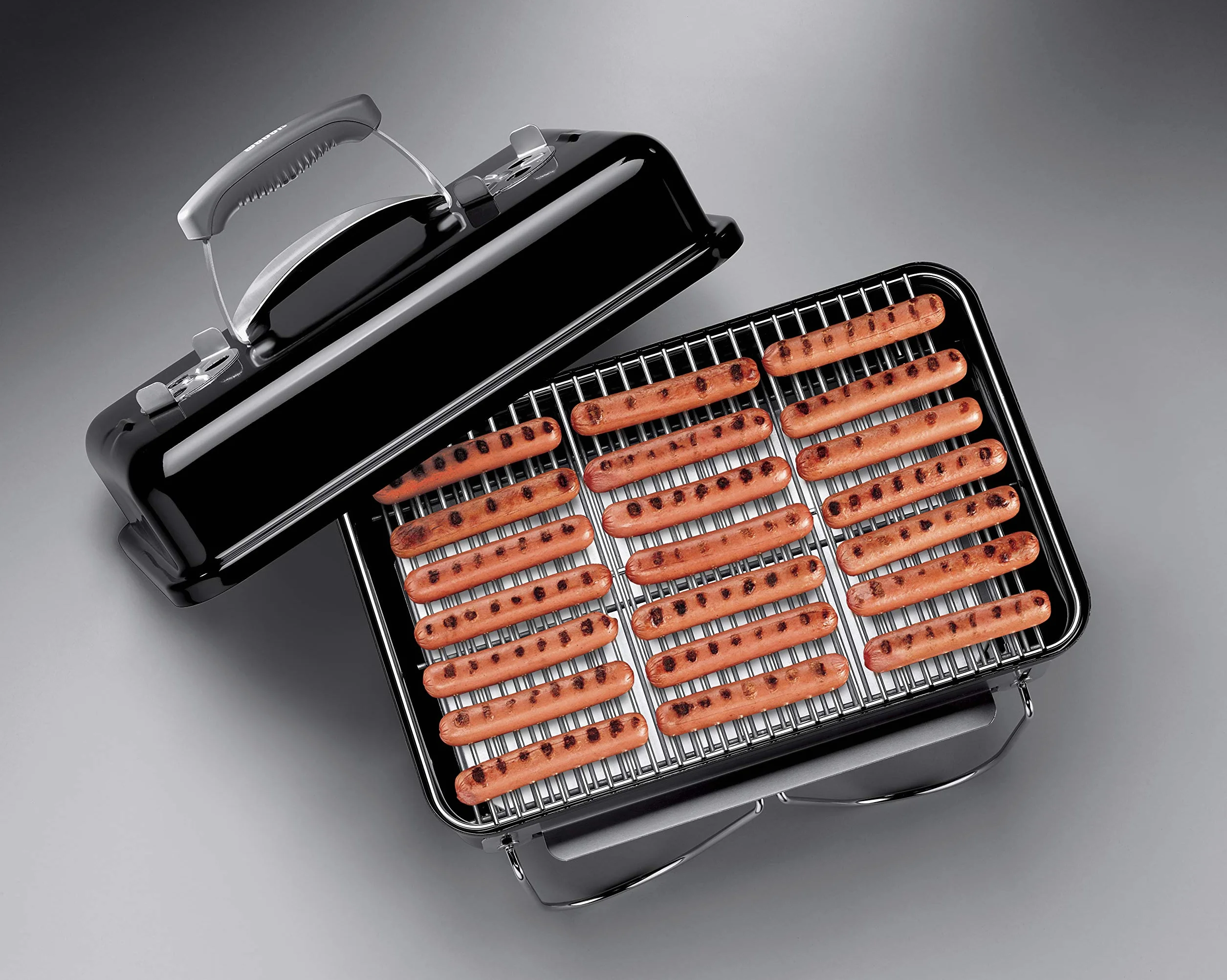 Weber Barbecue a carbone Go-Anywhere griglia portatile con gambe pieghevoli, 42x26 cm, nero