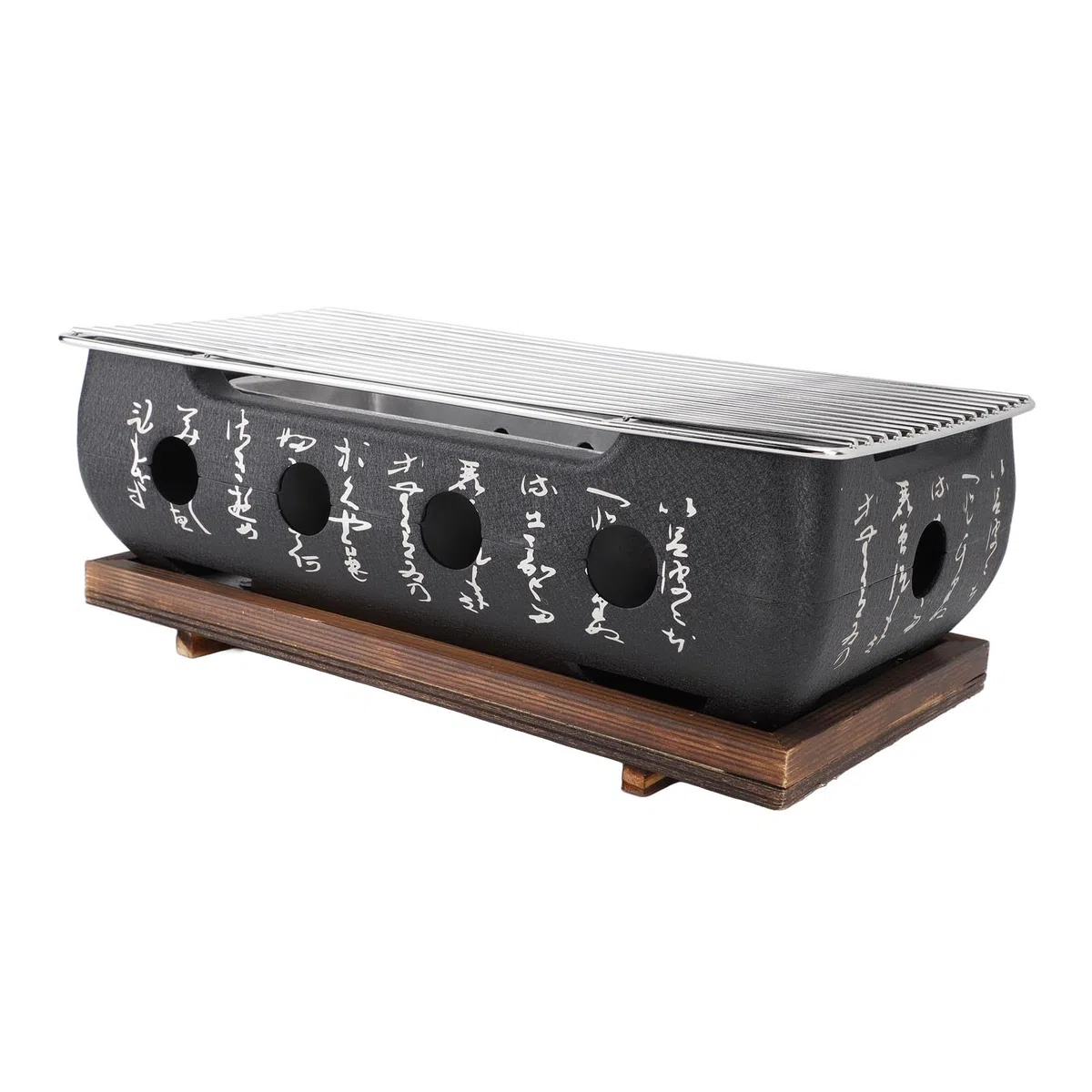 Ausla Griglia Hibachi, Griglia per Barbecue Giapponese Portatile a Carbonella con Base in Legno e Rete, Ideale per Campeggio all'aperto e Picnic (XL)