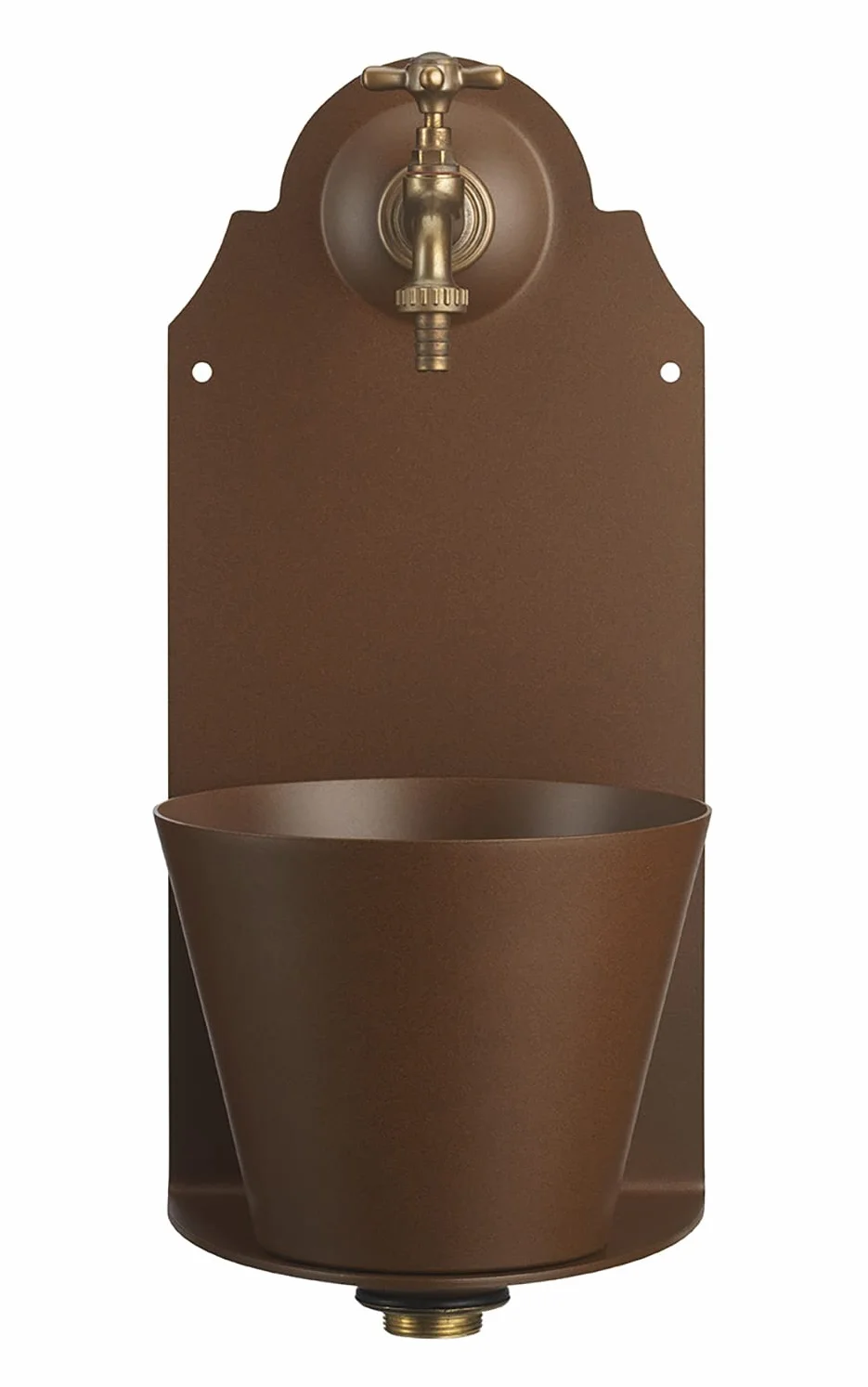 Belfer 42PR Fontana a Parete in Solido Alluminio con Rubinetto in Ottone e Vaschetta Colore Ruggine