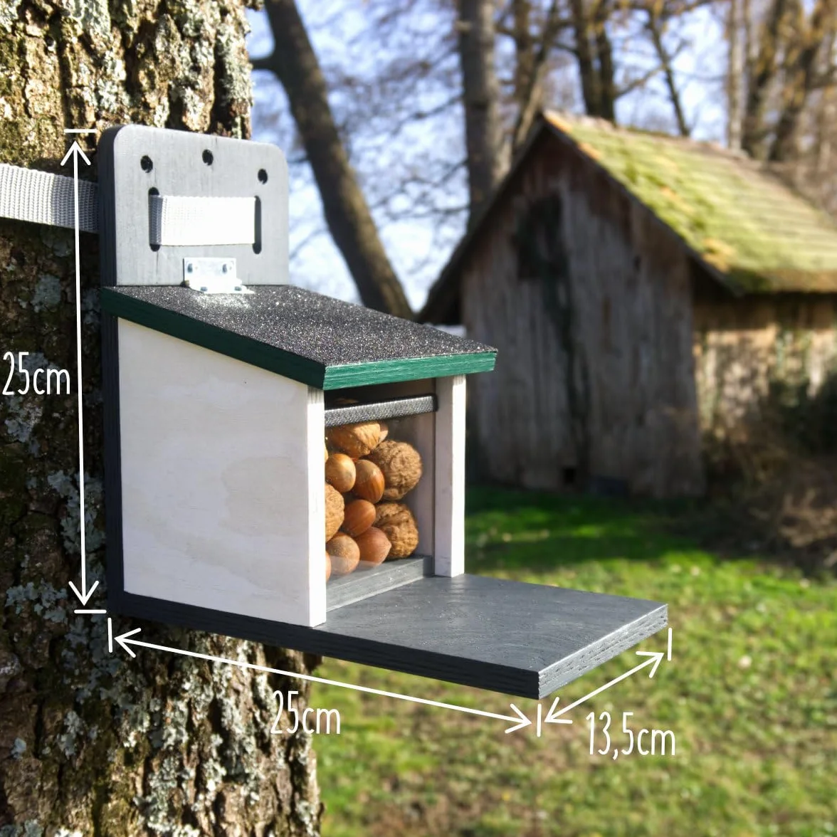 Casetta per scoiattoli resistente alle intemperie, molto stabile e sicura, sistema di ventilazione per alimenti secchi di scoiattolo, casa di scoiattoli