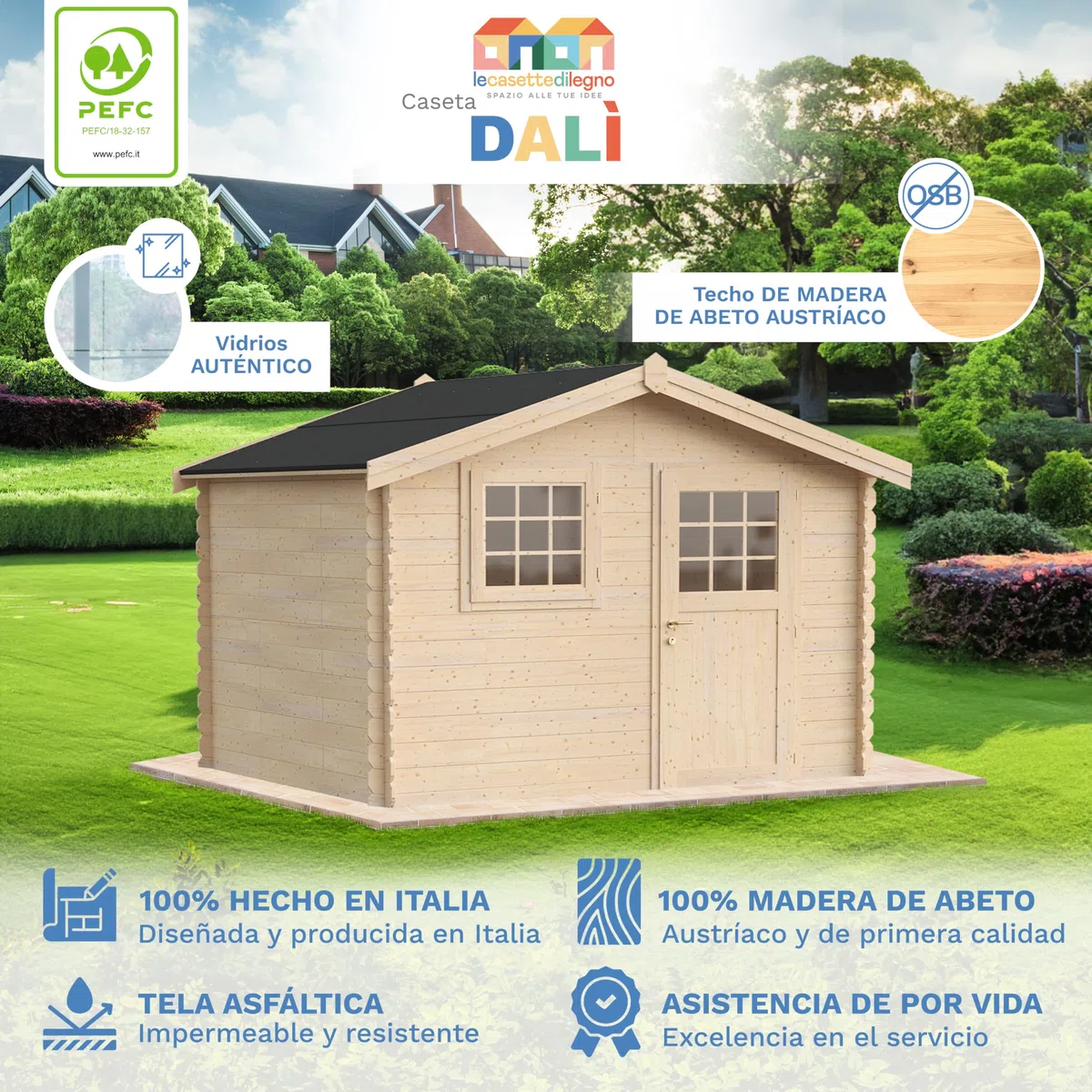 Casetta da giardino in legno per esterni 9 mq 300x300 25mm MADE IN ITALY mod. DALI' casetta in legno, rimessa attrezzi, deposito, box per esterni (Con Pavimento)